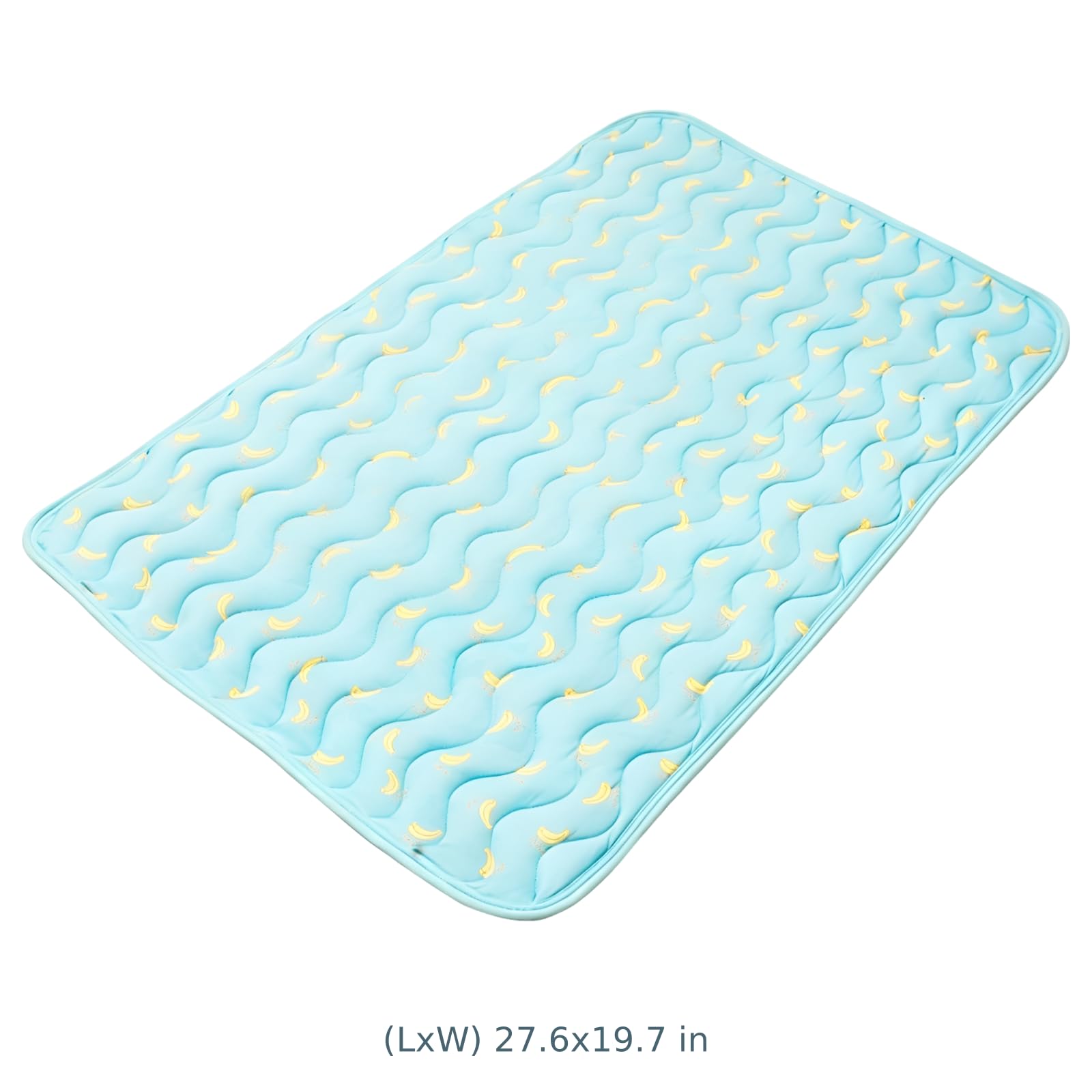 Hunde Kühlmatte, 27,6 x 21,7 Zoll, Ice Silk Kühlmatte mit atmungsaktivem Stoff, tragbare Kühlmatte für kleine und mittelgroße Hunde bis 33 lbs, Bananenmuster, für Zuhause und Reise, Blau