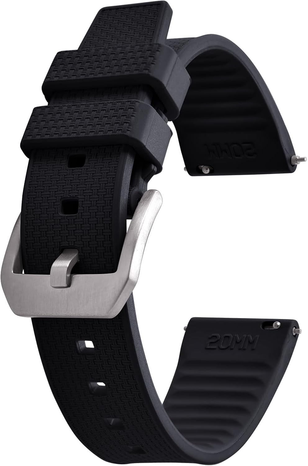 20MM 22MM Fluorine FKM Rubber Watch Strap - Quick Release Replacement Diving Sport Watch Bands for Men