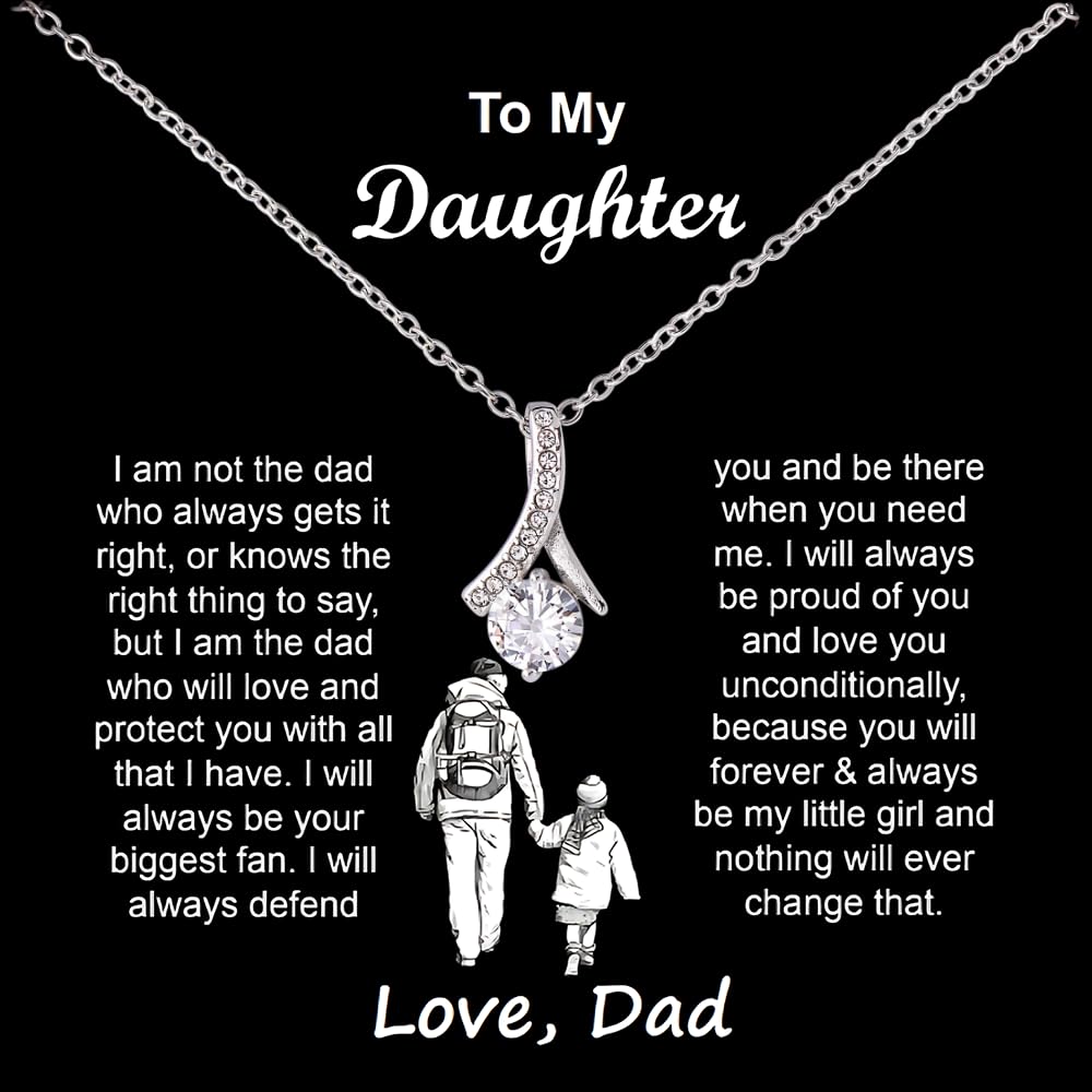 To My Badass Daughter Necklace - Birthday Gifts for Daughter from Dad, Mom - Meaningful Father-Daughter Jewelry with Inspirational Message Card - Perfect Graduation, Christmas Gift