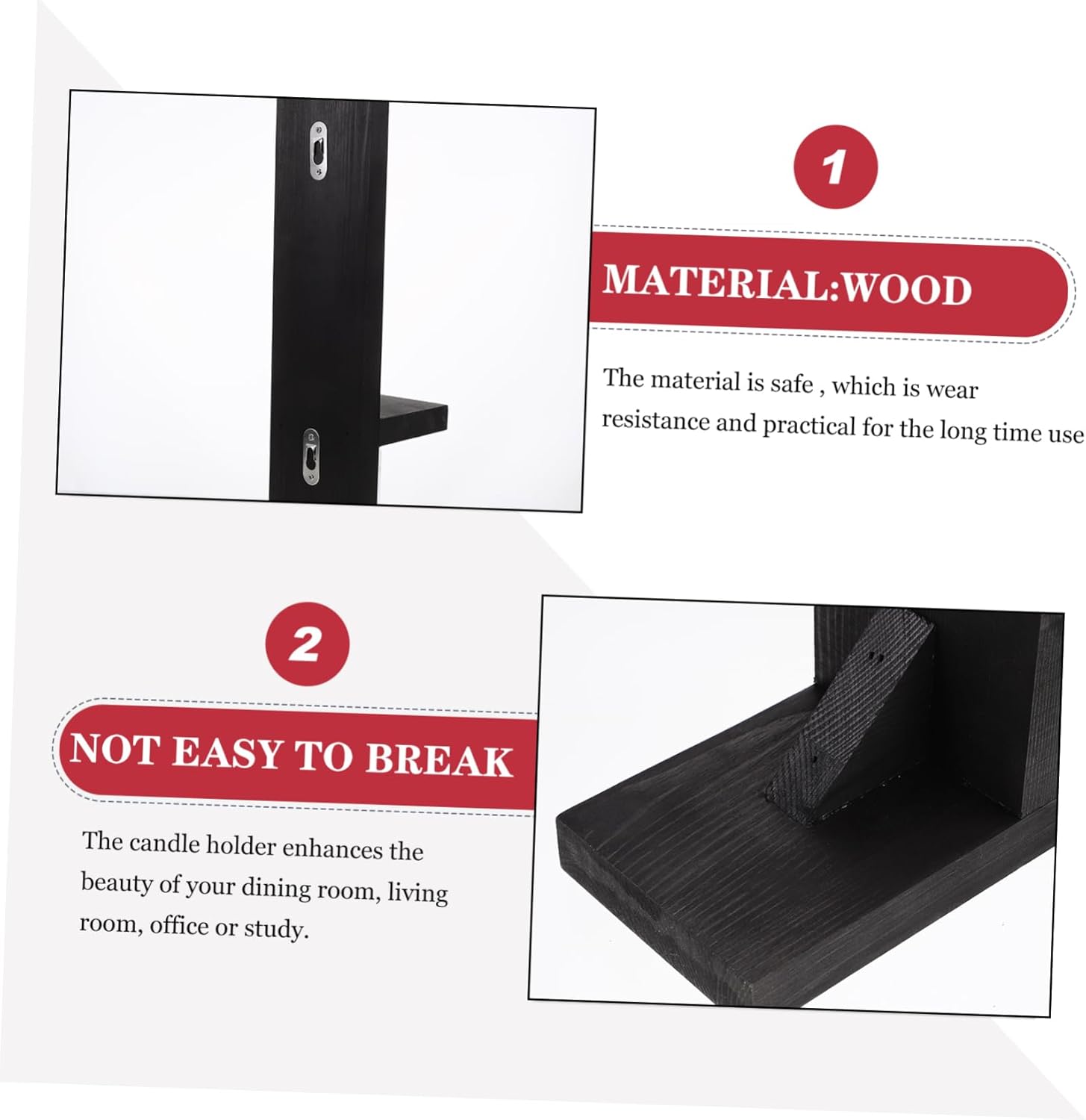 Ciieeo 2pcs Gothic Farmhouse Wall Mount Candle Sconces Wooden Candlestick Tea Light Holders for Bedroom Living Room Kitchen Rustic Home Decor Black