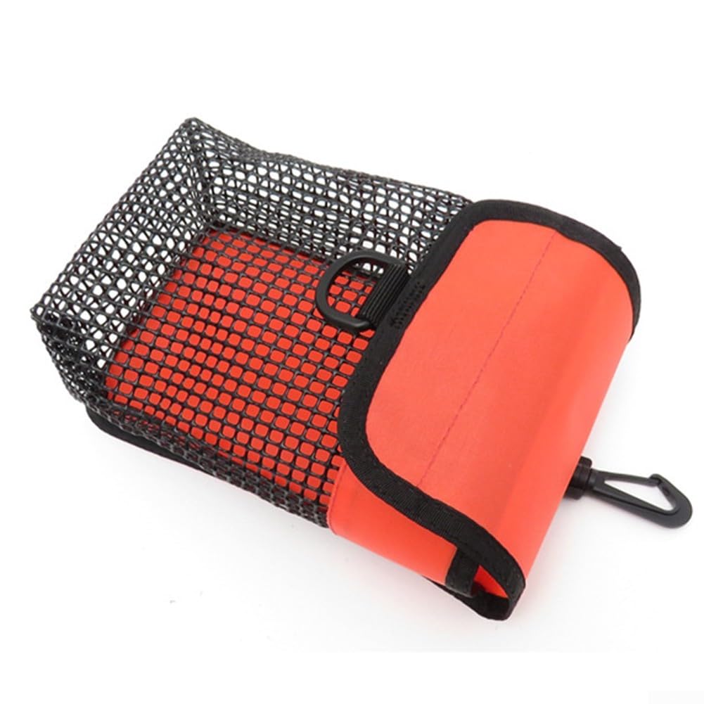 HEBEOT Scuba Diving Gear Bag Finger Reel SMB Bag Drainable Mesh Bag For Scuba Dive Reels And Safety Marker Buoys 20 X 13 X 7.3 Cm(A Red)