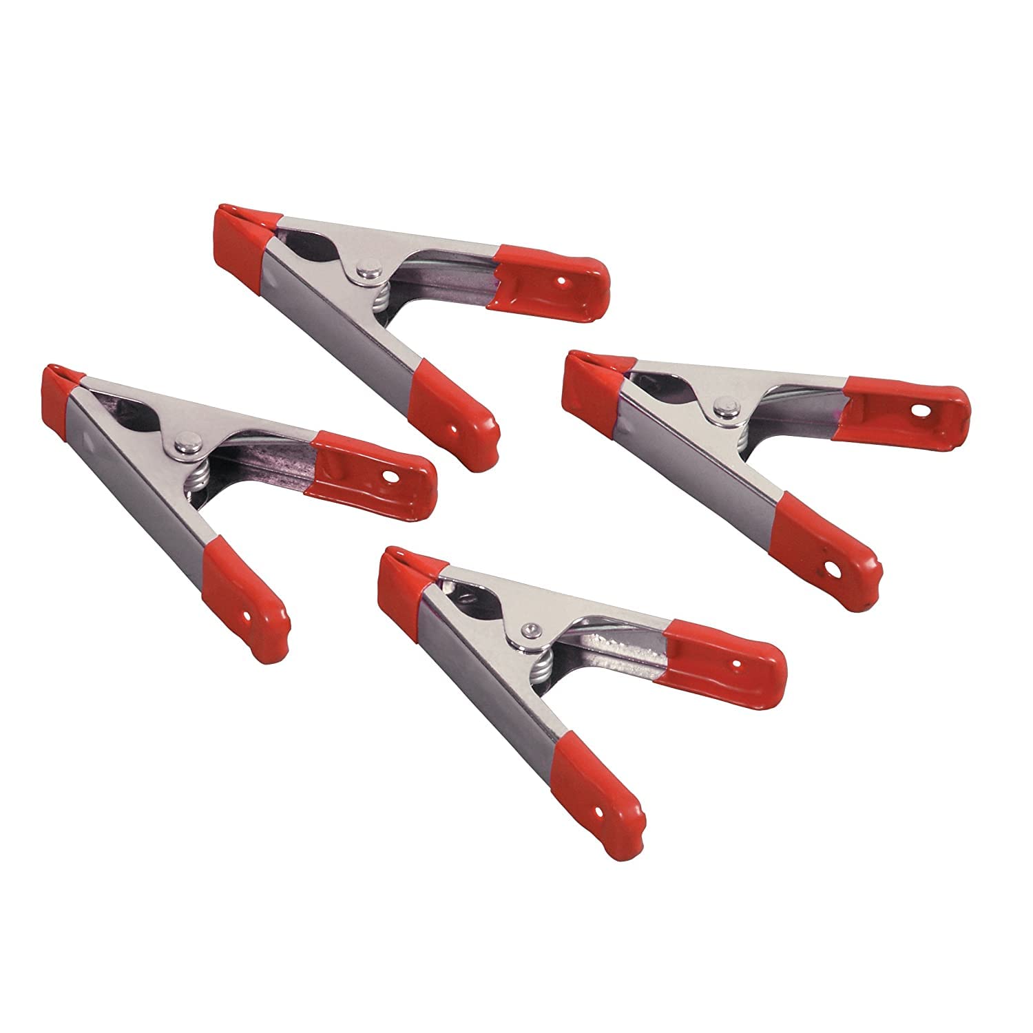 Toysrex Silver 4 Pieces Metal Spring Clamps Heavy Duty, Large Market Stall Clips With Rubber Coated Tipped Grip For Camping Tarpaulin Woodworking Crafts, 4Inch