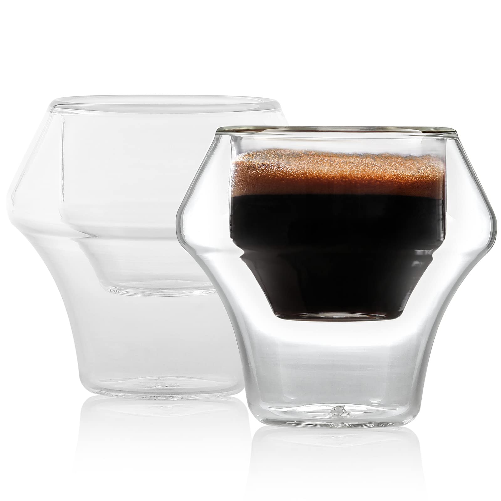 MHW-3BOMBER Espresso Cups Double Wall Glass Coffee Mugs Set of 2 Shot Glass Insulated Coffee Tea Mug Home Barista Coffee Accessories G6202-OS