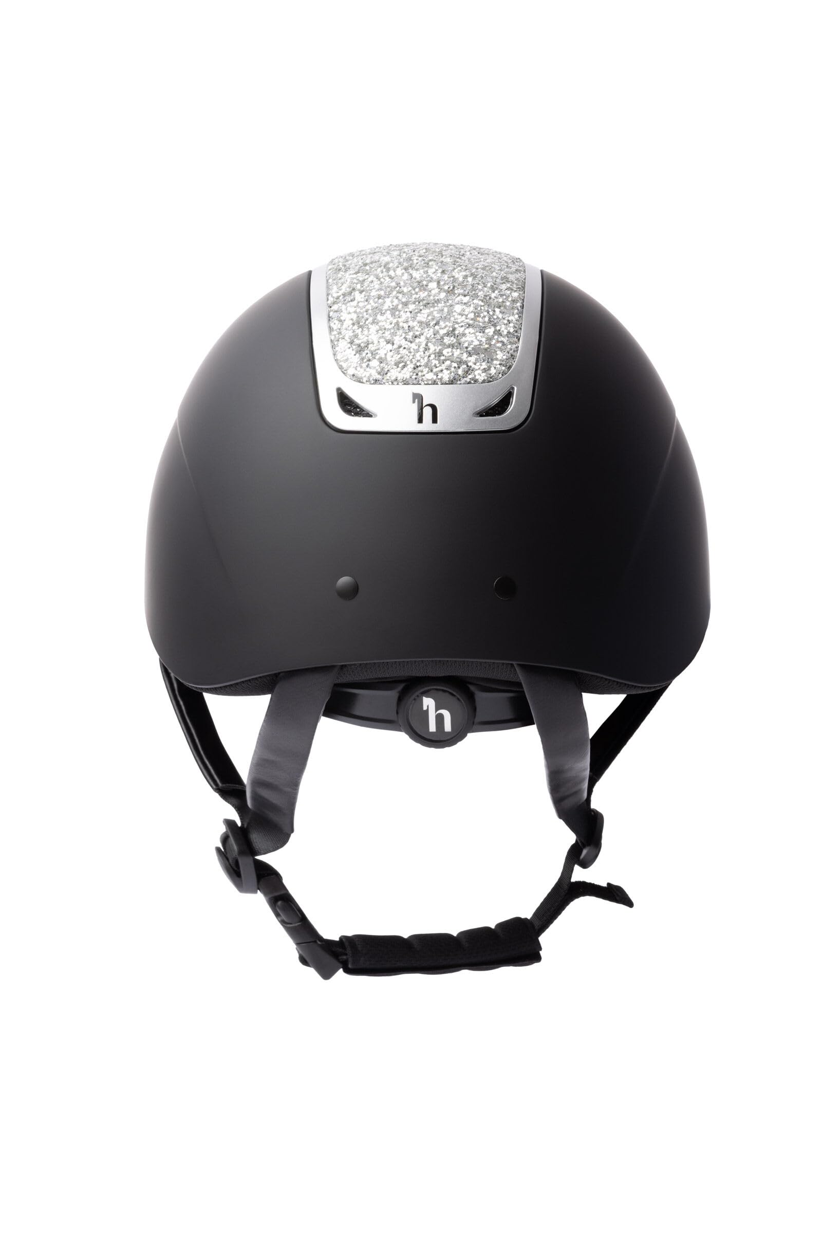 Horze Casco da equitazione da donna con cristalli, CE EN 1384:2023, regolabile, glitter argento, nero, 49/51