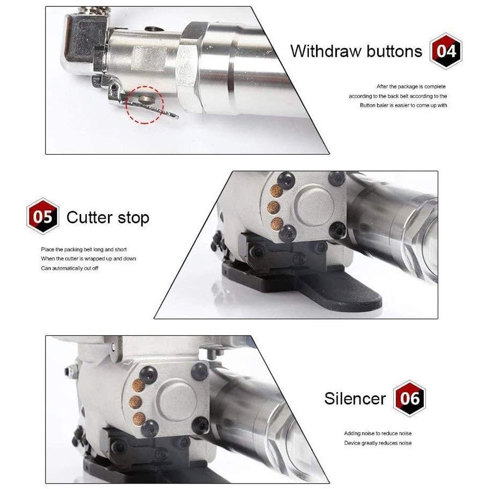 Tendireggia Pneumatica da 0.5 A 0.7Mpa Tendireggia Manuale in Acciaio A Combinatio Macchina per Strisce pneumatiche 1/2 "-3/4" PP e Pet 13-19mm Pneumatic Strapping Tool