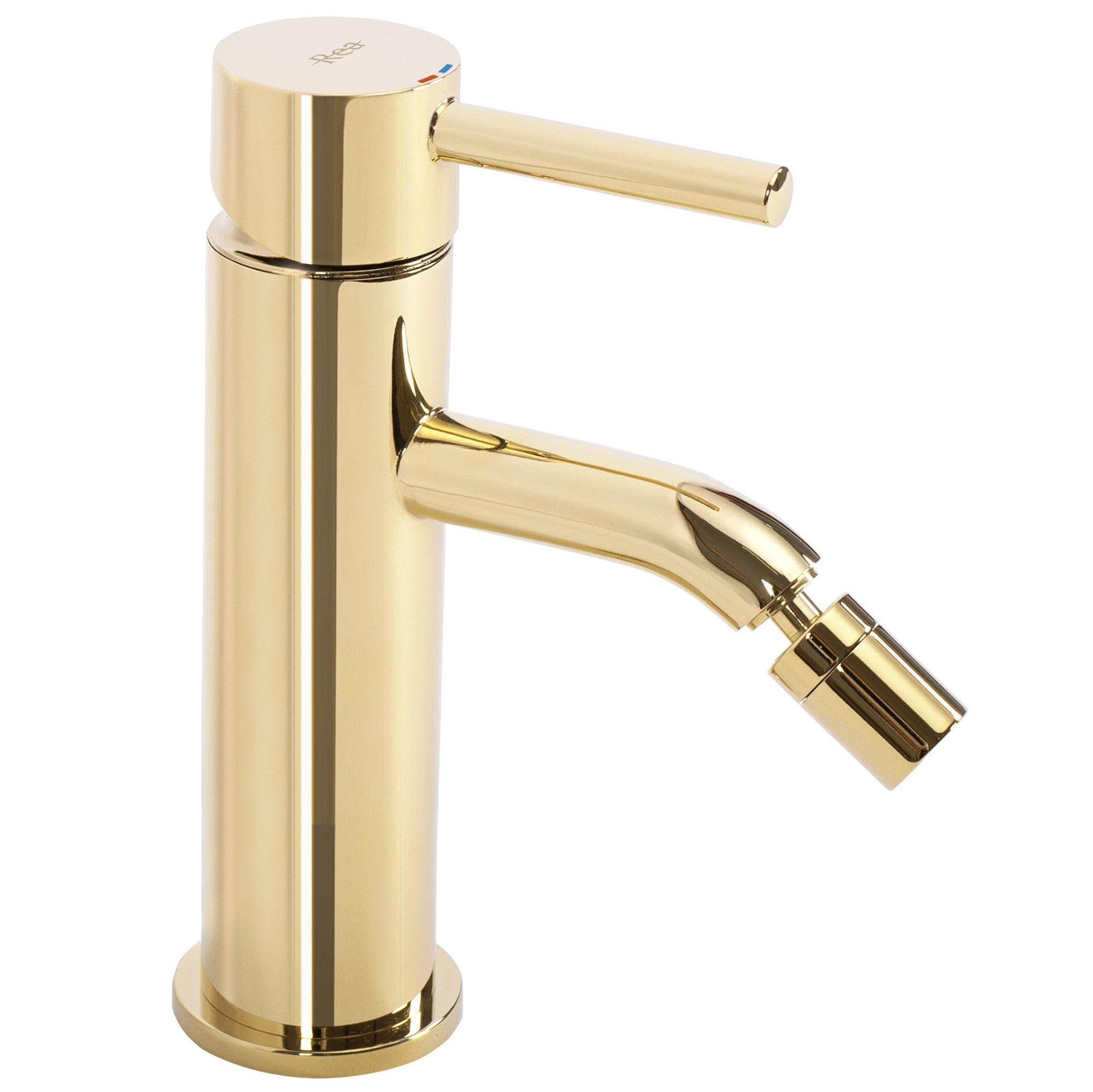 Rea - Rubinetto Bidet Lungo Gold Miscelatore Monocomando In Ottone Per Wc Wc Bagno (Oro) 14 X 5 X 17 cm