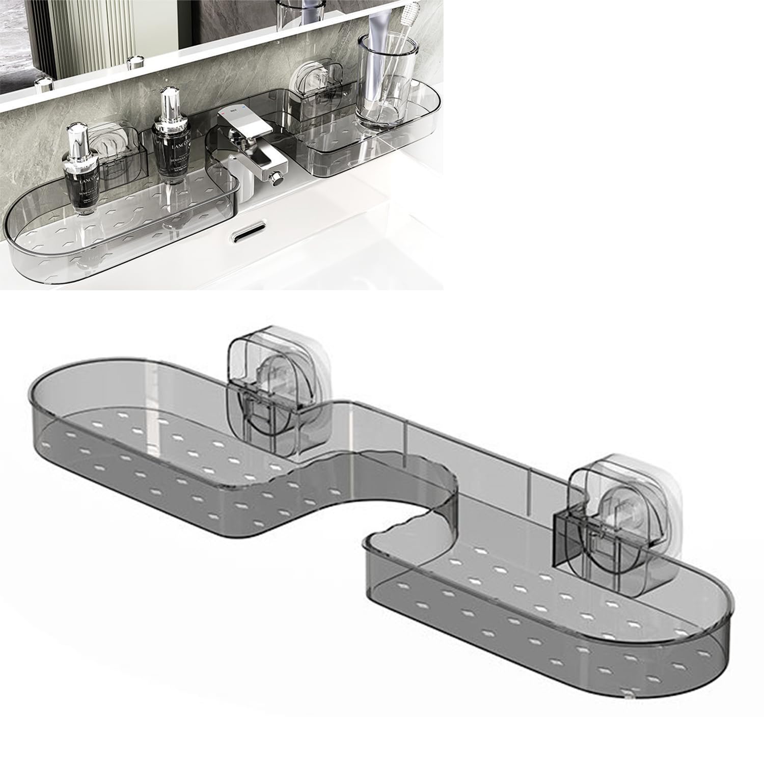 LZTET Shower Caddy Suction Cup Drill-Free Quick-Dry Organizer Bathroom Storage Accessory Shelf Organiser No Drilling Hanging Sink Over