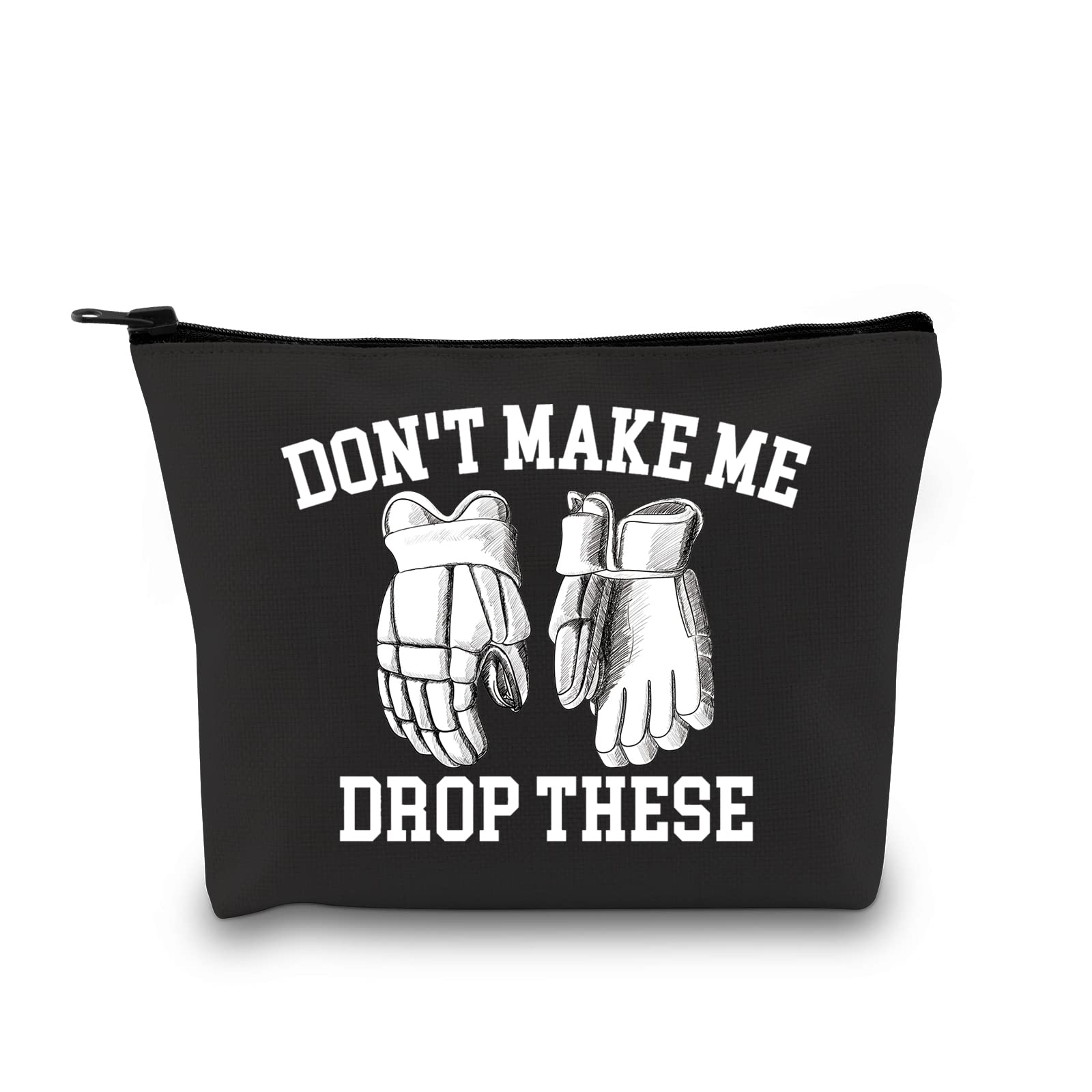 Hockey Player Cosmetic Bag Hockey Makeup Bag Ice Hockey Player Inspiration Gift Don’t Make Me Drop These Travel Zipper Pouch (Drop These Bag)