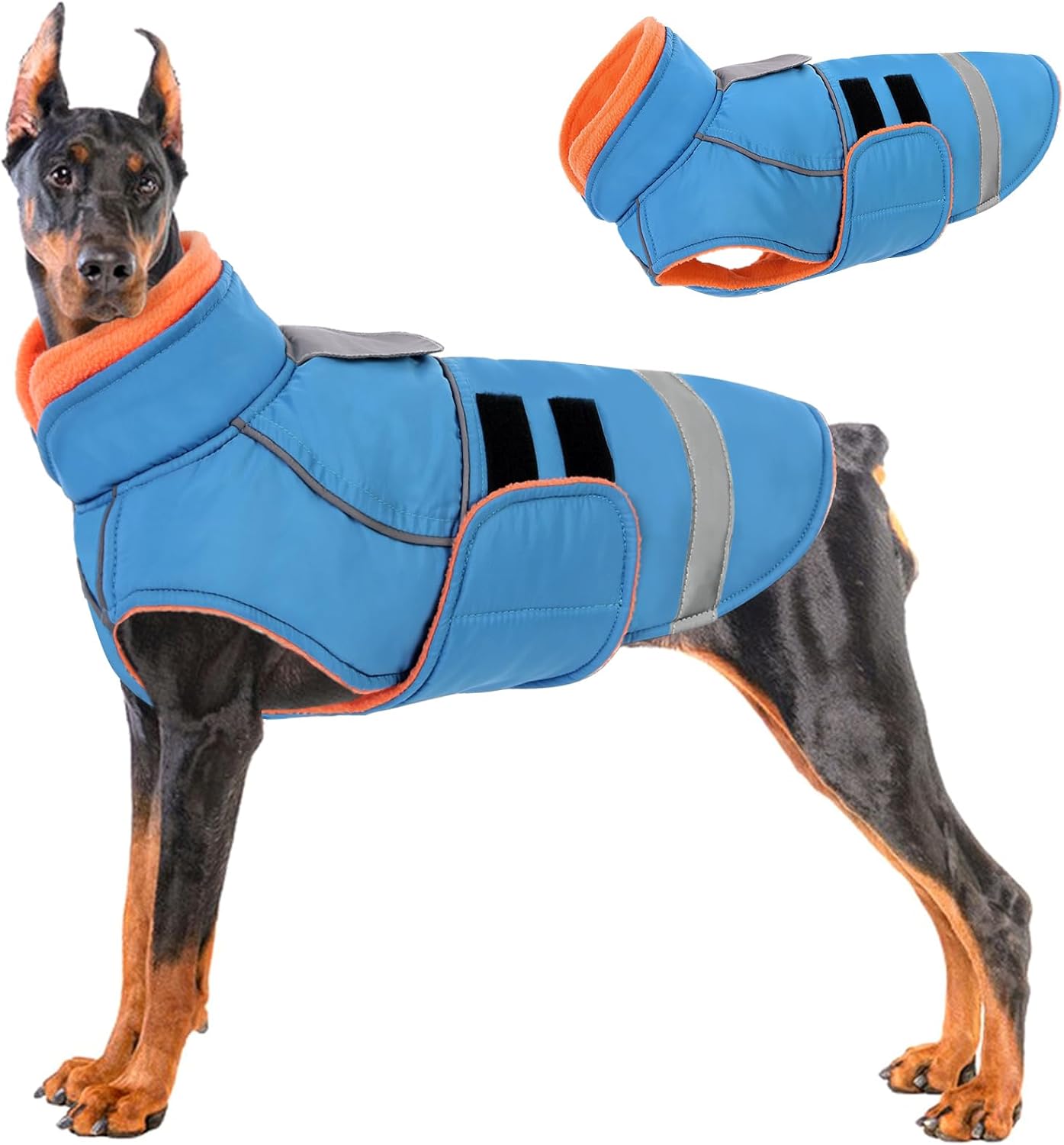 KOESON Large Dog Coat, Warm Dog Winter Coat for Giant Breeds, Reflective Dogs Jacket Fleece Lined, Waterproof Pet Cold Weather Snow Jacket, Adjustable Windproof Coats for Doberman, Golden Retriever