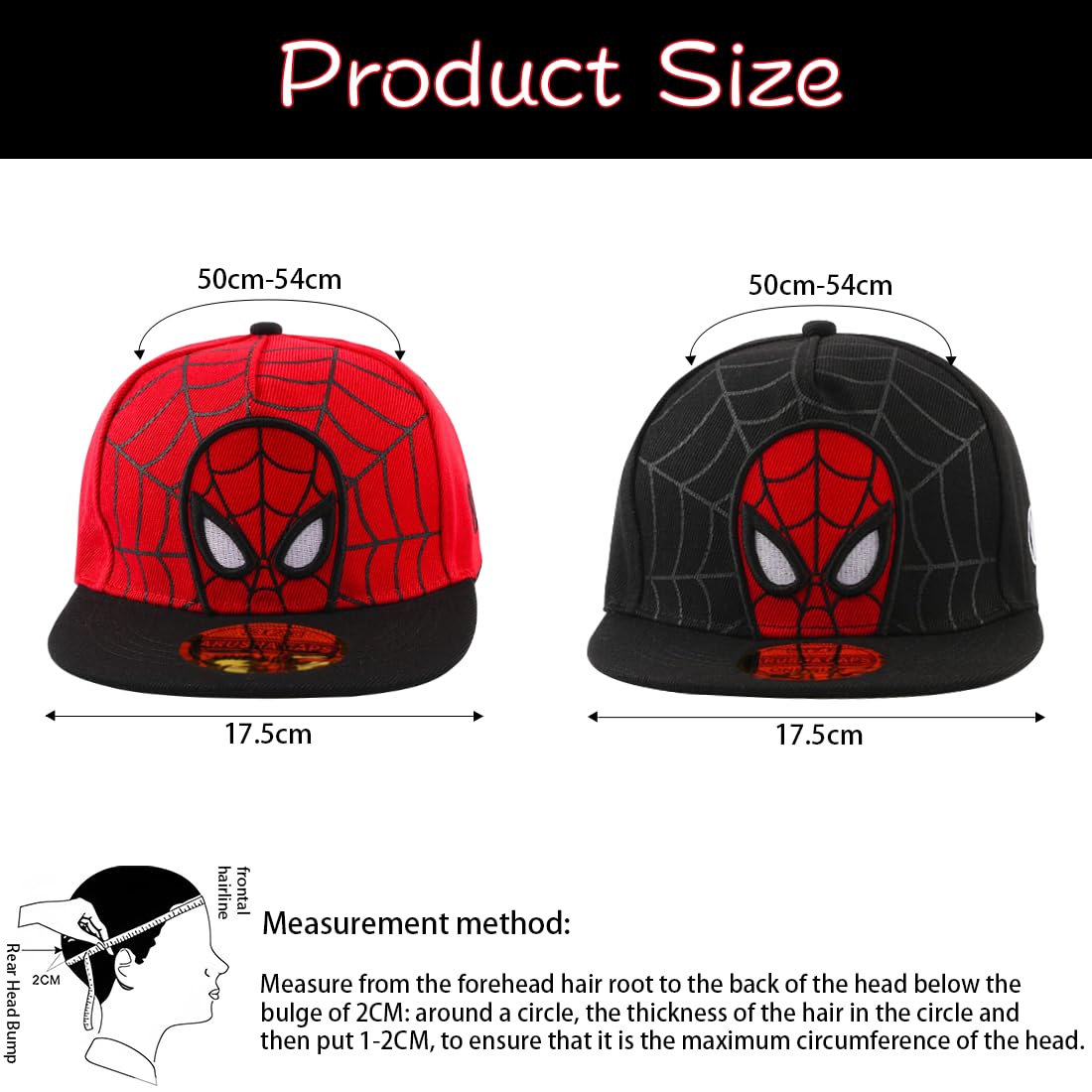 2 Stück Kinder Caps Jungen, Cartoon Cap, Spider Baseball Cap, Basecap Jungen, Snapback Cap, Schildkappe Kinder Alter 2-8 Jahre