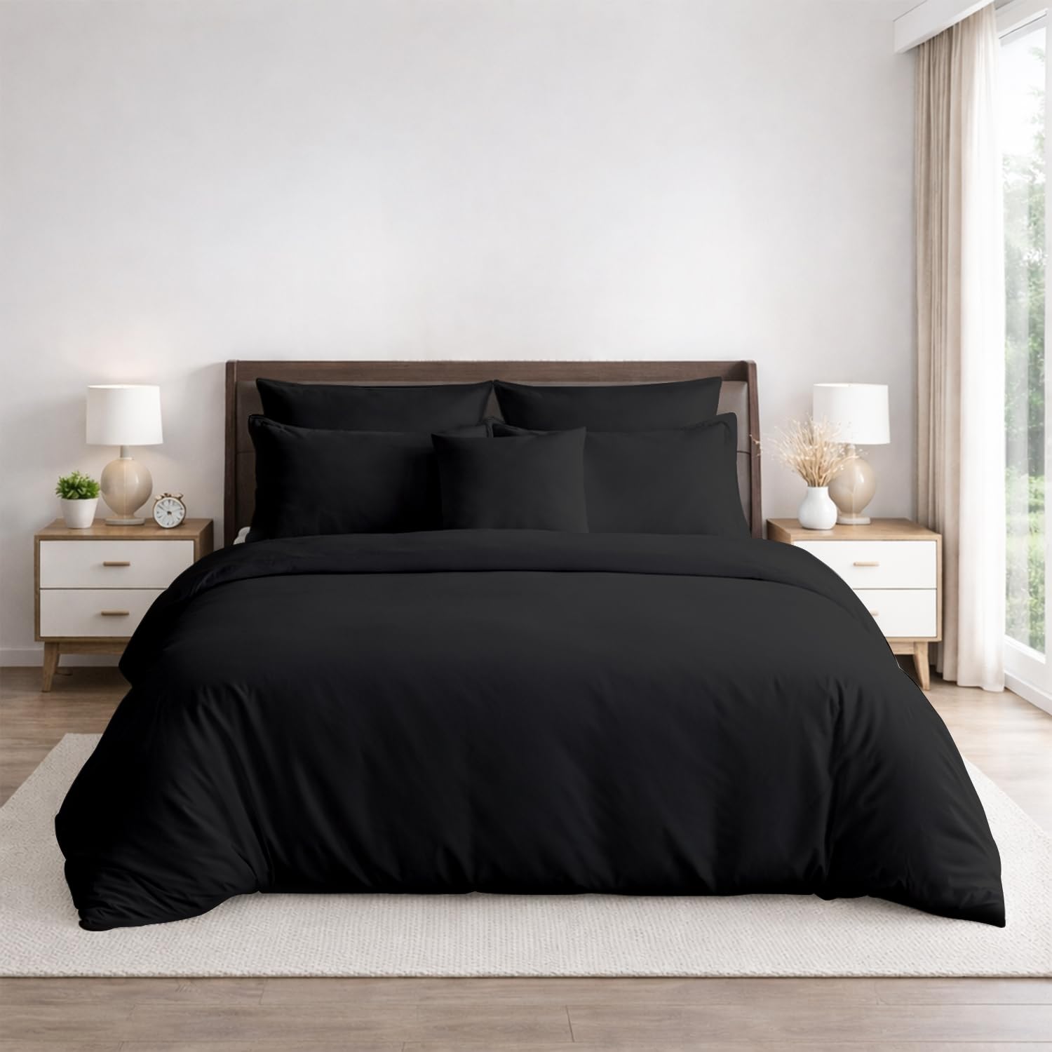 Rohi Black Rohi® Non-Iron Super King Size Duvet Cover Set – 180Tc Polycotton Percale Duvet Cover With 2 Pillow Cases (Black)