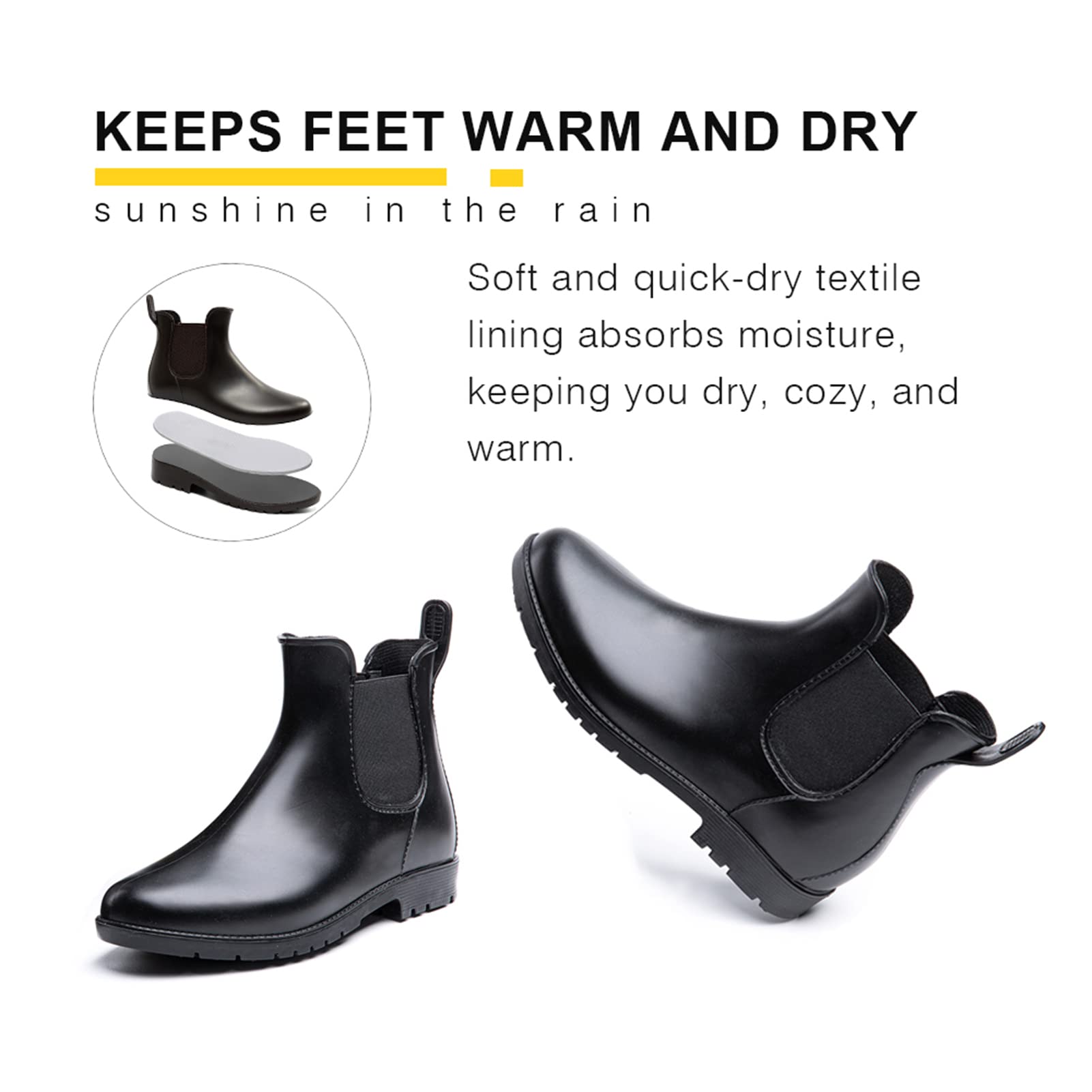 Stivali Gomma Donna Stivaletti Pioggia Chelsea Rain Boots Wellies Ankle Boots Stivaletti Impermeabili Scarpe da Pioggia Nero Marroni 35-43 EU