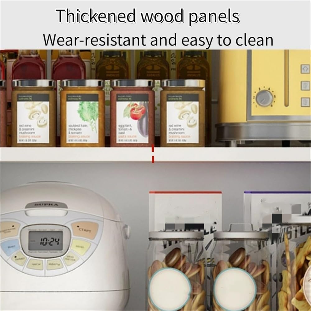 Resistente supporto per microonde, cucina a 3 ripiani con ante (nero, 70 cm / 27.6in), robusto ripiano portaoggetti per piccoli elettrodomestici, condimenti e accessori essenziali per il piano di