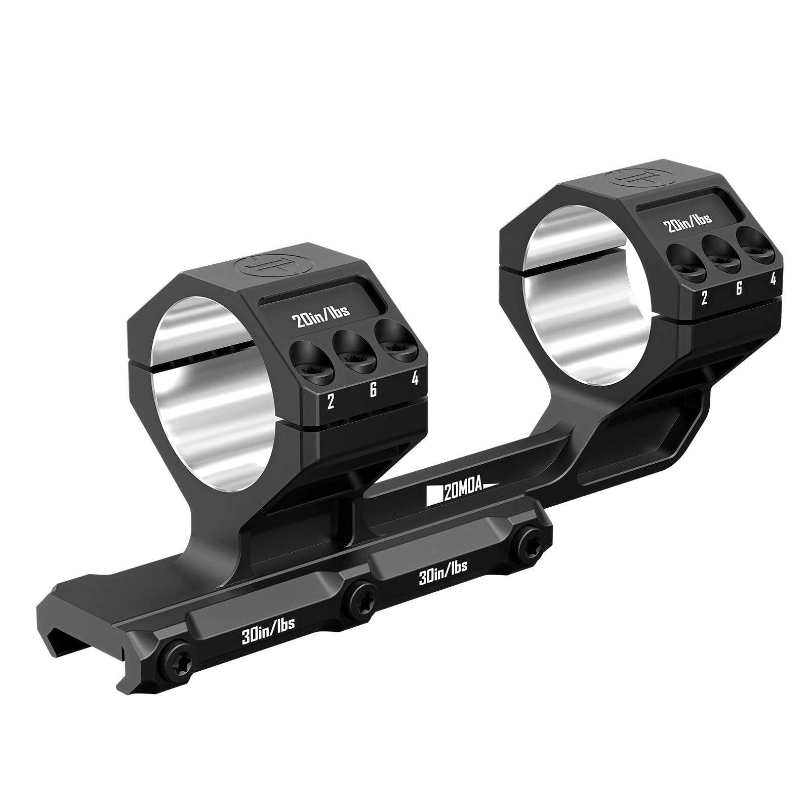 Heavy Duty Cantilever Scope Mount, One-Piece 20 MOA Picatinny Offset Dual Ring 30mm 34mm Scope Mount