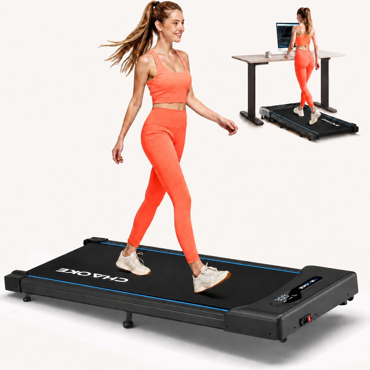 Tapis de Marche électrique CHAOKE – Inclinaison 9%, Moteur Puissant et Silencieux, Vitesse réglable Jusqu’à 10 km/h