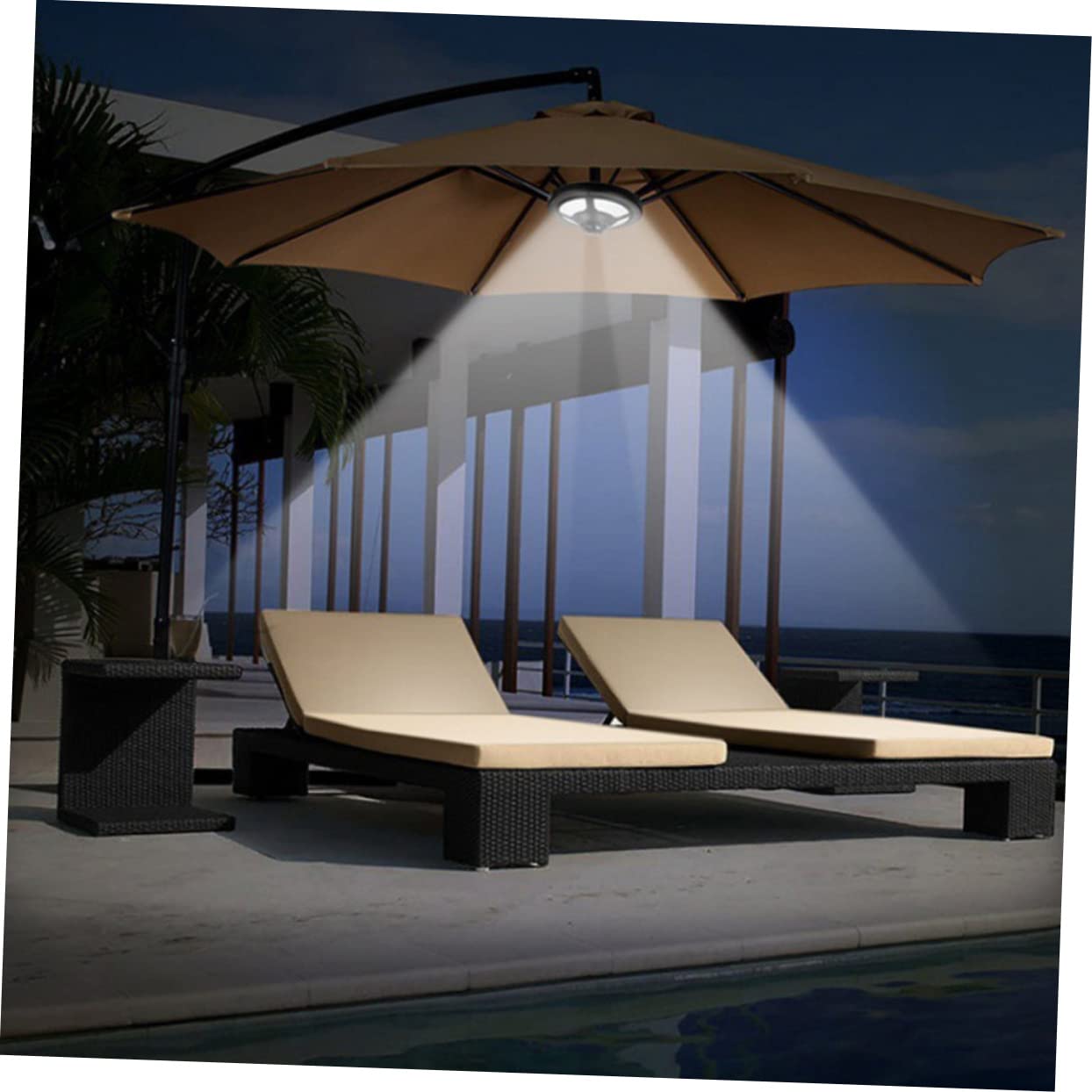 Mipcase Lampada Luce Sicura Nero in ABS per Ombrellone LED Multifunzione per Attività Notturne in Casa e'aperto per Uso Esterno e Campeggio