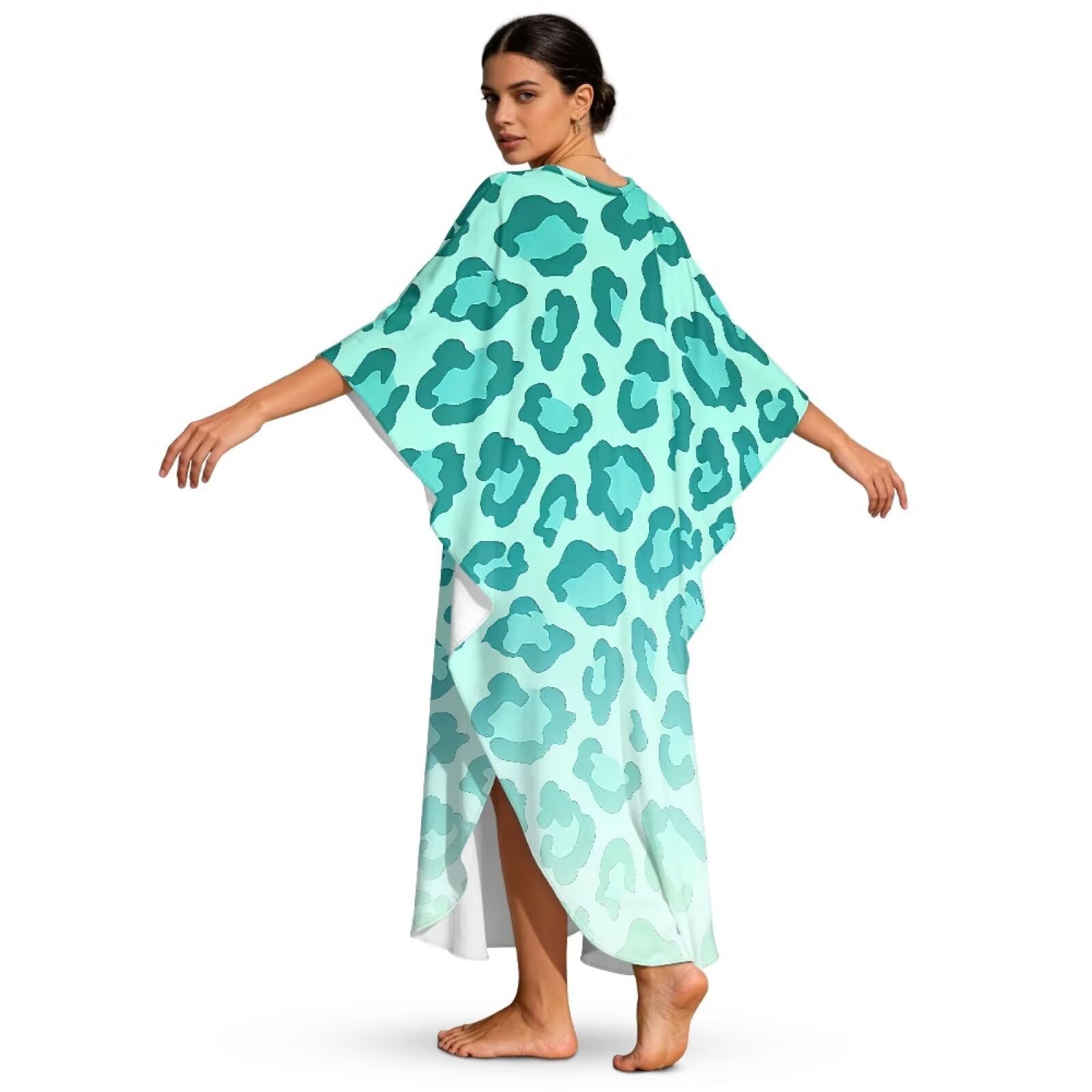 Xoenoiee Abito caftano da donna, taglie forti, hawaiano, maniche a pipistrello, copricostume da bagno estivo con scollo a V