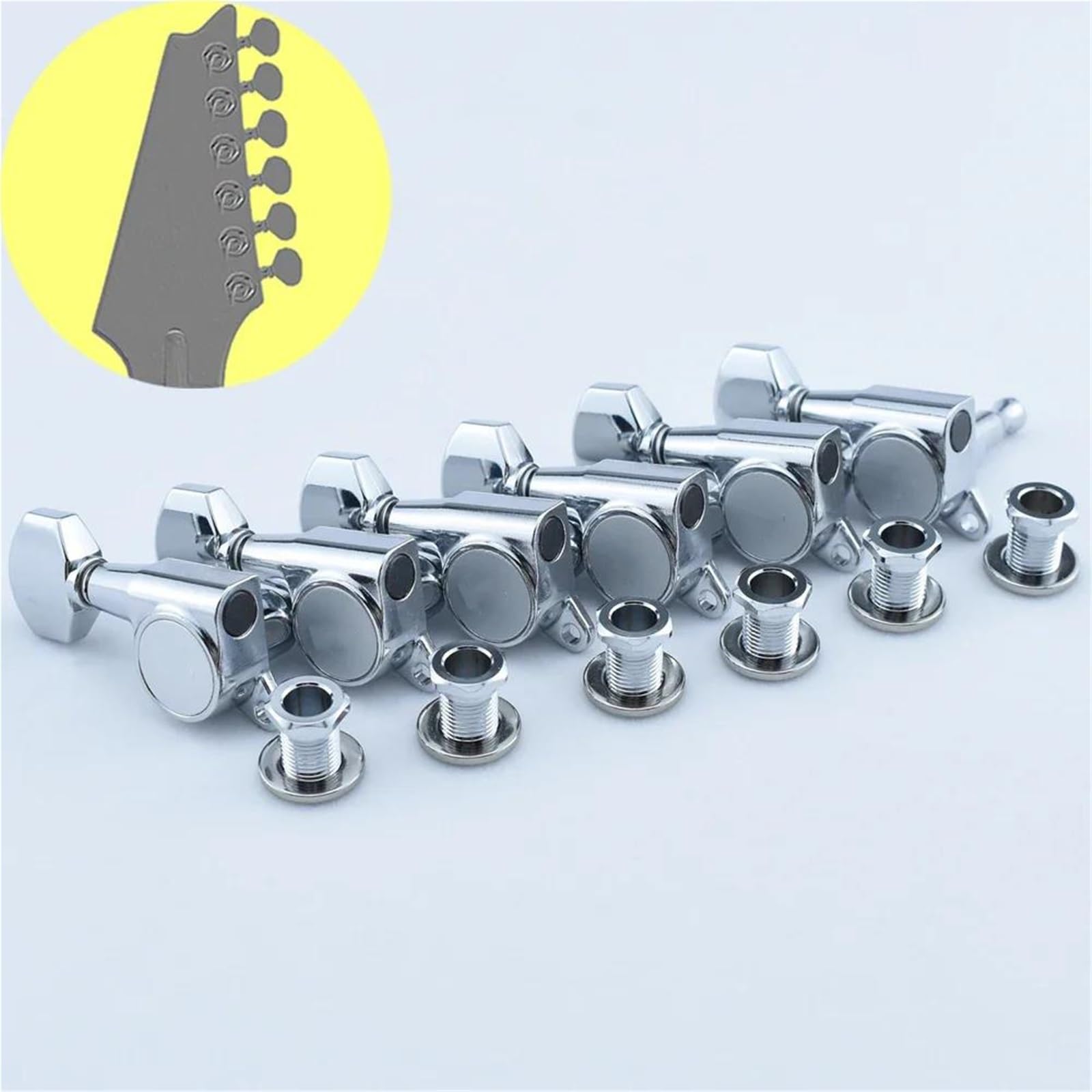 Guitar Tuning Pieces 1 Set 6 Strings Guitar Machine Heads Tuners(Silver)