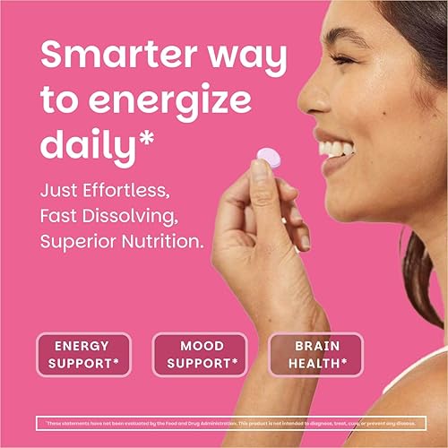 Miniatura 3 de EZ Melts Vitaminas solubles 2500 mcg B12 cero azúcar sabor natural a cereza libre de OGM pastillas de disolución rápida energía y estado de ánimo