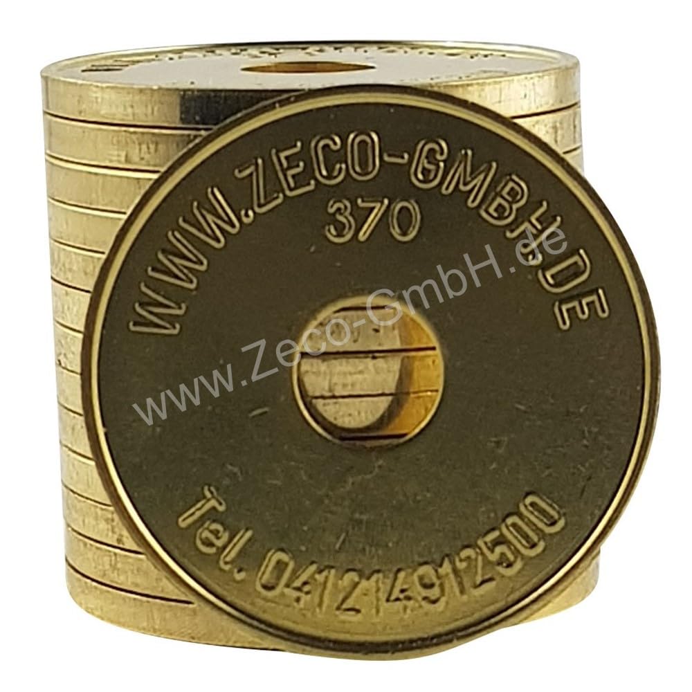Zeco Wertmarke 370 WM2, Waschmarke kompatibel mit Miele 1699370 WM2, Messing Jeton, 50 Stück 24x1,8 mm