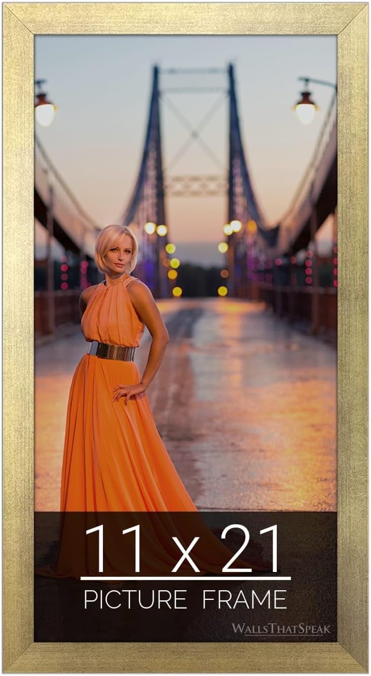 wallsthatspeak 11x21 Gold Picture Frame for Puzzles Posters Photos or Artwork