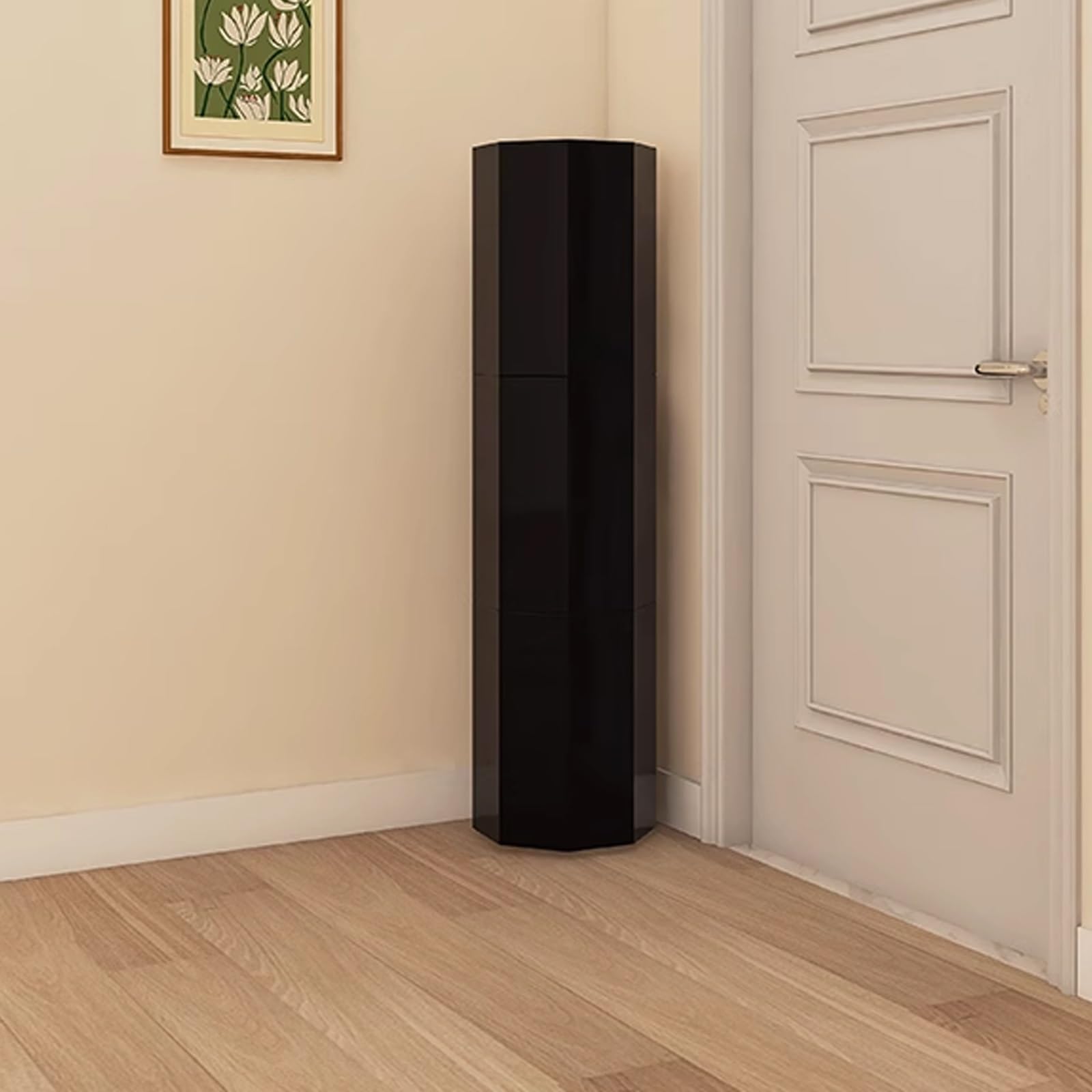 Drehbares Schuhregal 360 Grad mit Türen und Herausnehmbaren Einlegeböden, Freistehendes Rotating Shoe Rack aus Metall für Eingangsbereich, Wohnzimmer, Ecke(Black,43 * 127cm)