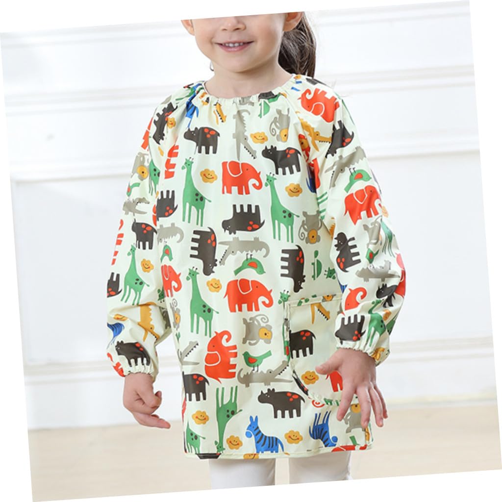 Hohopeti Delantal de Pintura para Bata de Manga Larga Amarilla Talla M Ropa de Protección Transpirable y Resistente a Manchas para Manualidades y Arte Infantil
