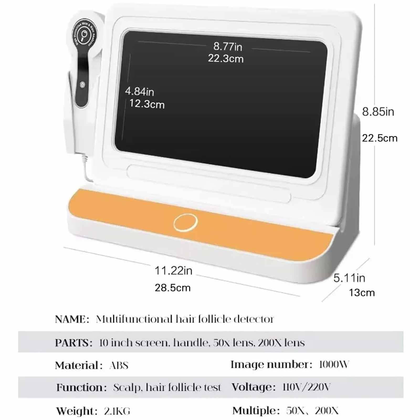 Hauthaaranalysator, 11 Zoll HD LCD Bildschirm 50X/200X Lupe Professionelle Analysegerät für den Heimsalon