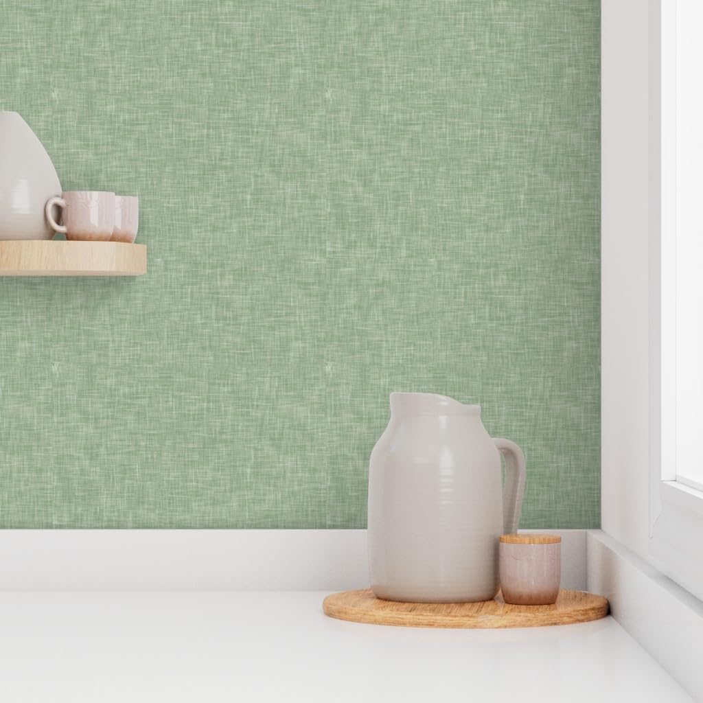 Spoonflower Peel & Stick Wallpaper 3ft x 2ft - Solid Light Sage Green Baby Boy Texture Custom Removable Wallpaper