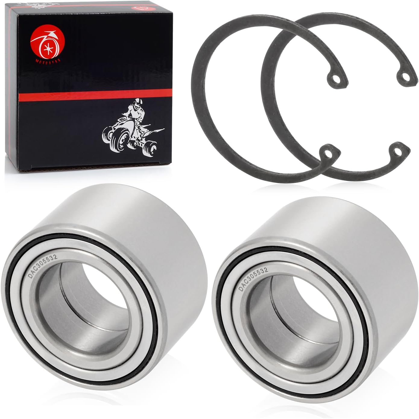 2pcs Heavy Duty Wheel Bearing 30x55x32mm Front & Rear + CIRCLIP For YAMAHA GRIZZLY 550 660 700 Kodiak 450 700 2003-2023 93305-00602-00
