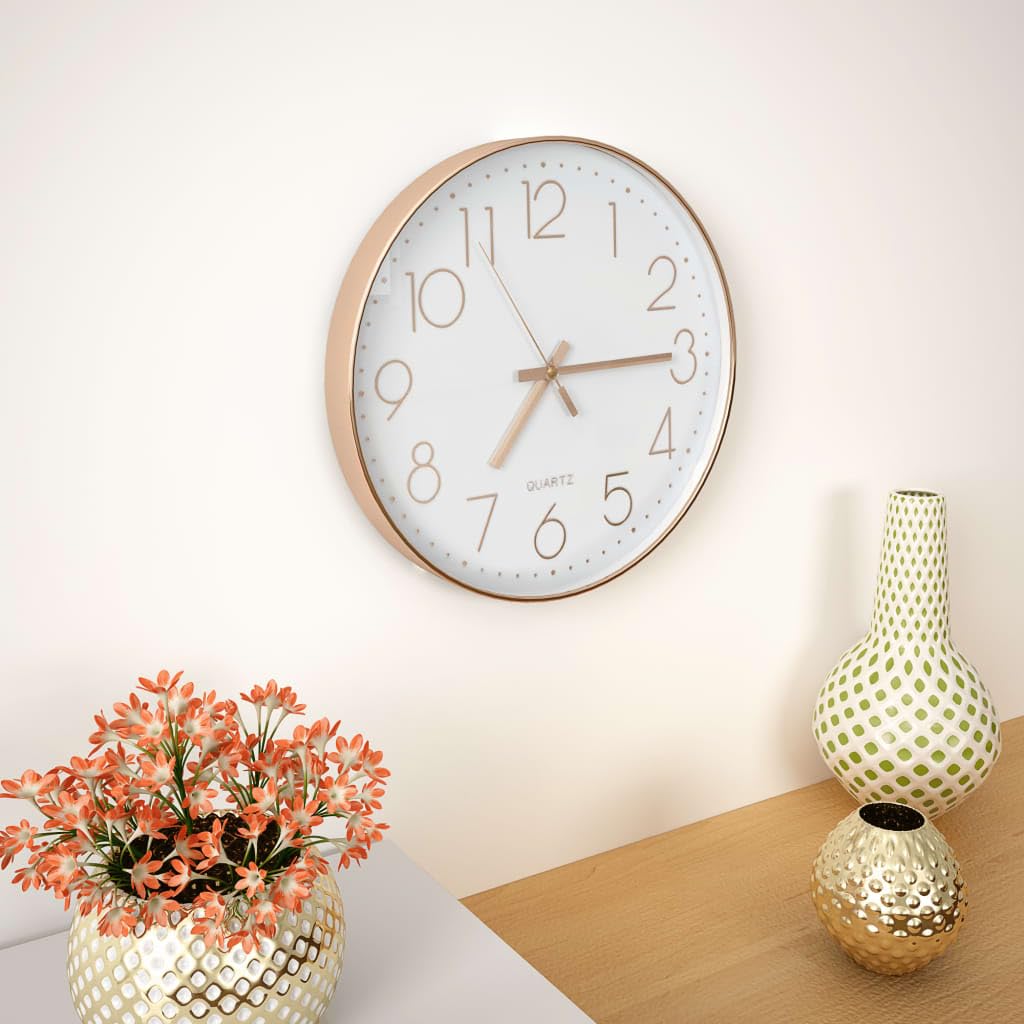 Horloge murale 30 cm or rose design pour salon moderne
