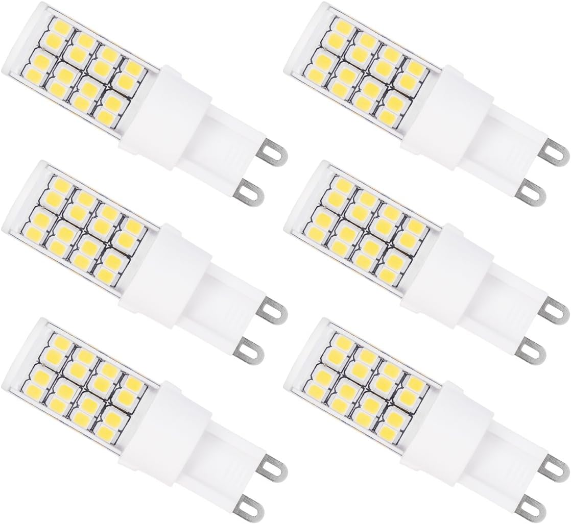 G9 LED Bulb, JandCase LED Light 5W Equivalent 40W Incandescent, Daylight White 6000K, 450Lumens, 360 Degrees Beam Angle, Non - Dimmable LED Light Bulb for Kitchen Light, Home Lighting, 6pack [Energy Class A+]