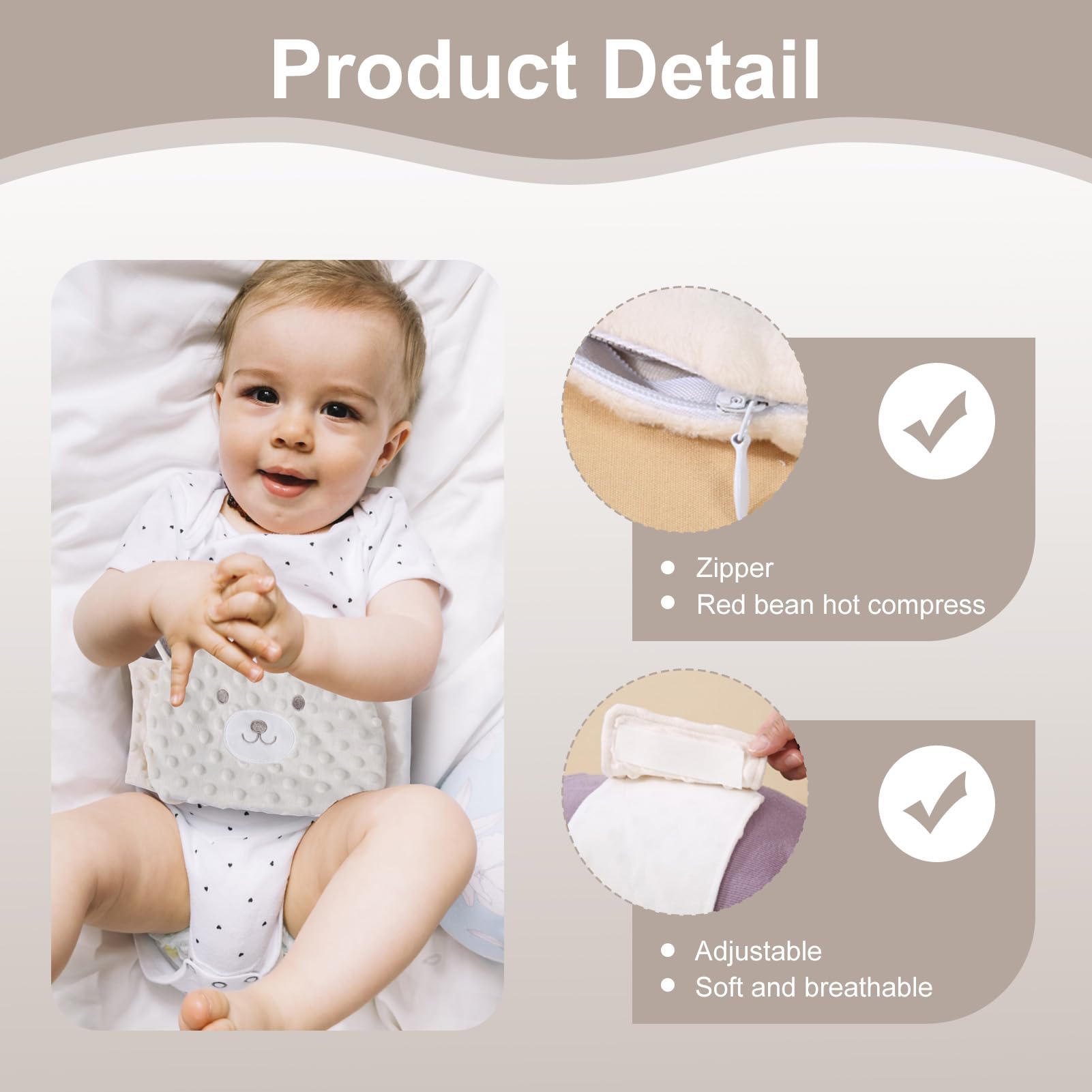 Bouillotte Bebe Anti Colique, Ceinture Chauffante Sèche Anti-Colique Pour Nourrisson, Idéale Pour Les Maux De Ventre Et Les Ballonnements, Garnissage En Pierres De Haricots Rouges