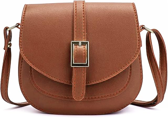 FANDARE Womens Crossbody Bag Ladies Shoulder Saddle Bag Small Satchel Bag Waterproof PU Leather Messenger Bag for Travel Evening Party Wedding Brown