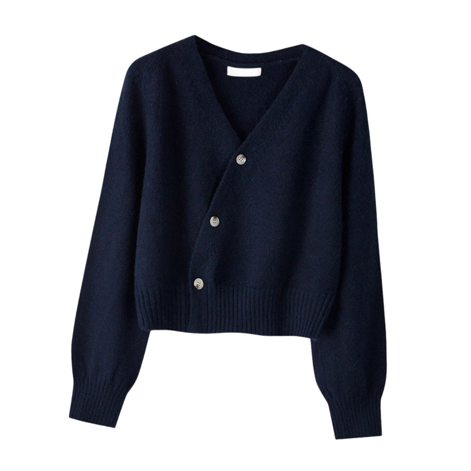 shopora Women'S Cardigan Sweater For Fall Winter Jacket Clothes V Neck Crop Cardigan Navy | Womens Clothing | Sweaters-picture-36