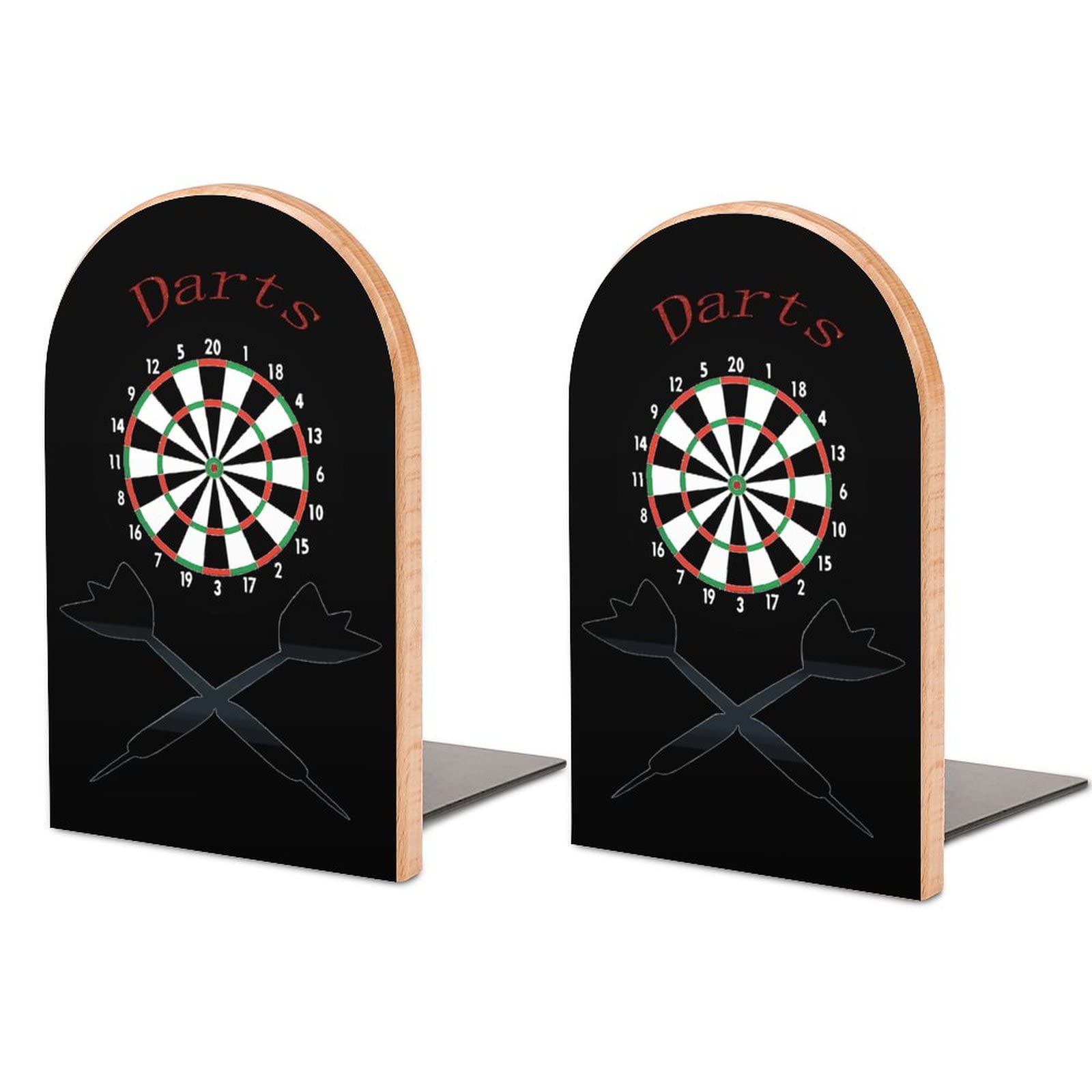 Djngn As Pic Darts Bookends Wood Book Shelves Non-Skid Book Holder Book Stand Book Support Book Ends For Home Office Decorative