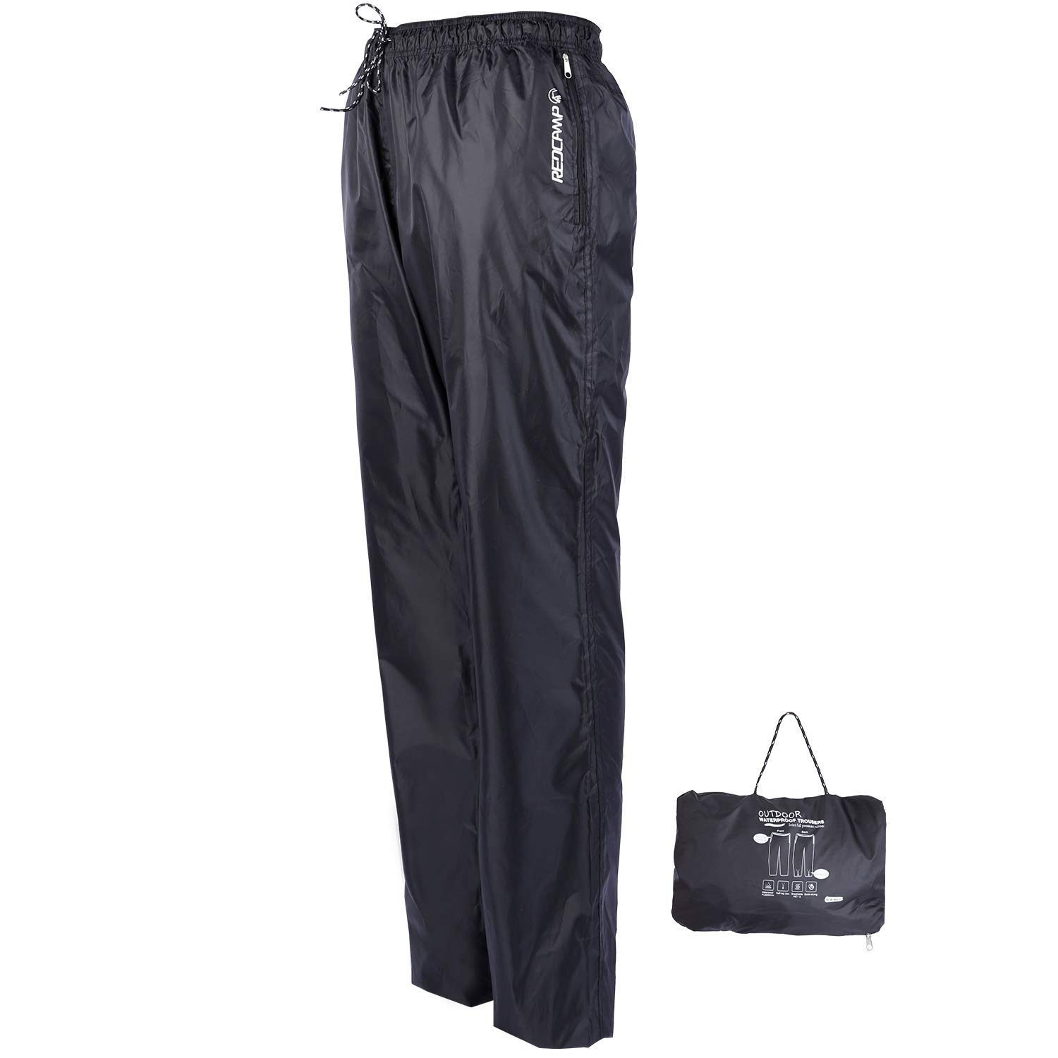 Redcampunisex Rain Pants Waterproof Lightweight With Side Zipper