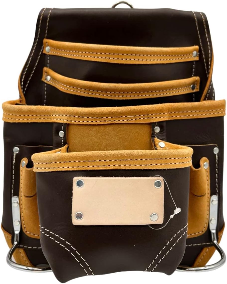 Leather Tool Pouch for Construction - Perfect Tool Pouches for Carpenters, Electricians, Framing & Drywall Work - Perfect Work Pouch - Screw & Nail Bags - 100% Leather Top Grain Leather
