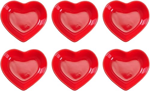 WHJY Red Love - Cuenco de cerámica con forma de corazón, cuenco de porcelana contemporánea, platos de condimentos, platos de salsa de soja para