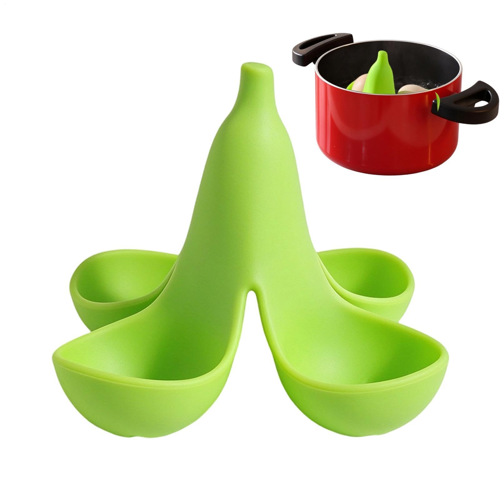 Eierhalter für das Kochen Silikon Niedliches Bananen-Aufbewahrungsregal Mit | Haushalts-Eierkocher Für Küche Restaurant Wohnheim Camping Familienzusammenkünfte Grün