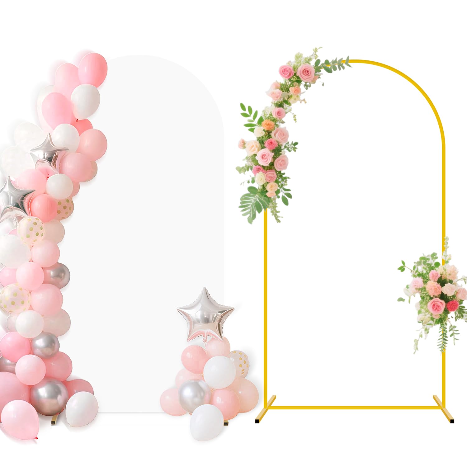 FUHSY Arche de fond, en forme d'arc, blanc, avec kit de couverture, 2,2 m, double face, pour décoration de mariage, fête