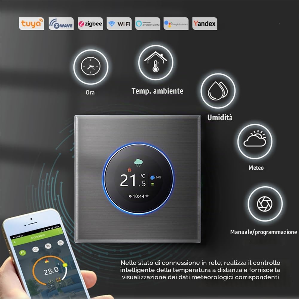 Wi-Fi Thermostat - Termostato Programmabile della Serie 7000 | Touchscreenper il Riscaldamento o il Condizionamento dell'aria, Compatibile con Alexa, Google Home, Apple