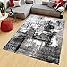 Produktbild TAPISO Maya Teppich Kurzflor Modern Grau Creme Schwarz Streifen Design Meliert Wohnzimmer Schlafzimmer ÖKOTEX 140 x 200 cm