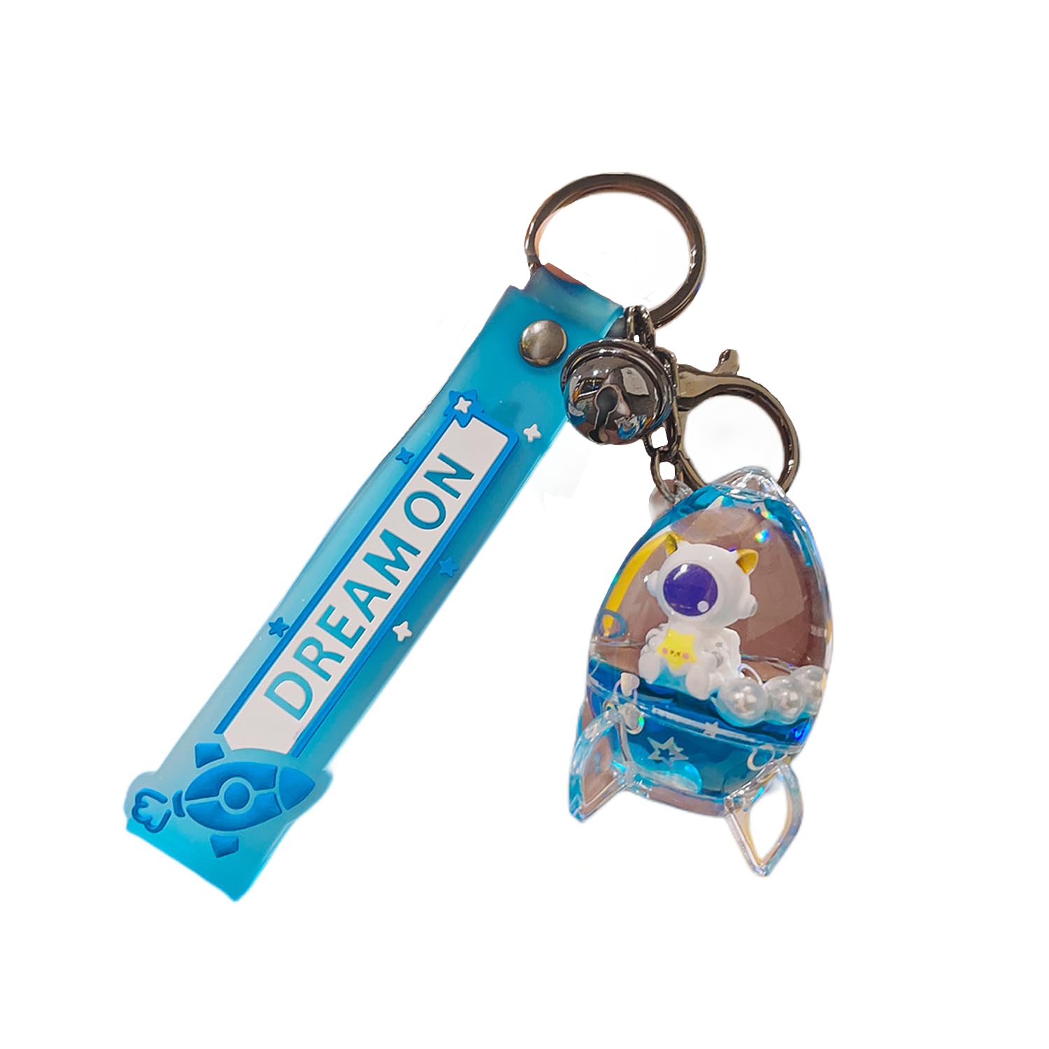 ZDHC Cool Rocket Spaceship Floating Astronaut Keychain Kawaii Moving Liquid Quicksand Spaceman Keyring Bag Pendant for Women