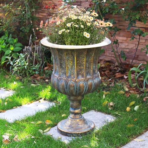 Worth-Garden-245-H-Metal-Urn-Planters-2-Pack-Bronze-Classic-Antique-Iron-Plant-Pots-Large-Decorative-Rustic-Flower-Pots-for-Outdoor-Use-Traditional-Urn-Planter-for-Garden-Patio-Front-Porch Worth Garden 245 H Metal Urn Planters 2 Pack Bronze Classic Antique Iron Plant Pots Large Decorative Rustic Flower Pots for Outdoor Use Traditional Urn Planter for Garden Patio Front Porch