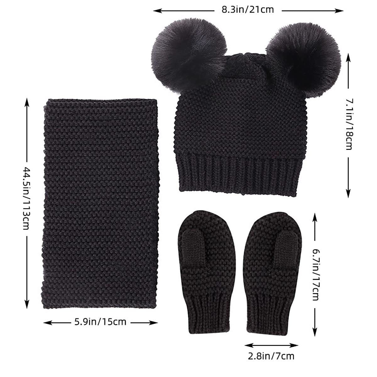 Kleinkind Strickmütze Schal Set, Winter Warm Niedlich Baby Strickmütze Schal Handschuhe Anzug Winter Häkeln 03 Jahre, Grau