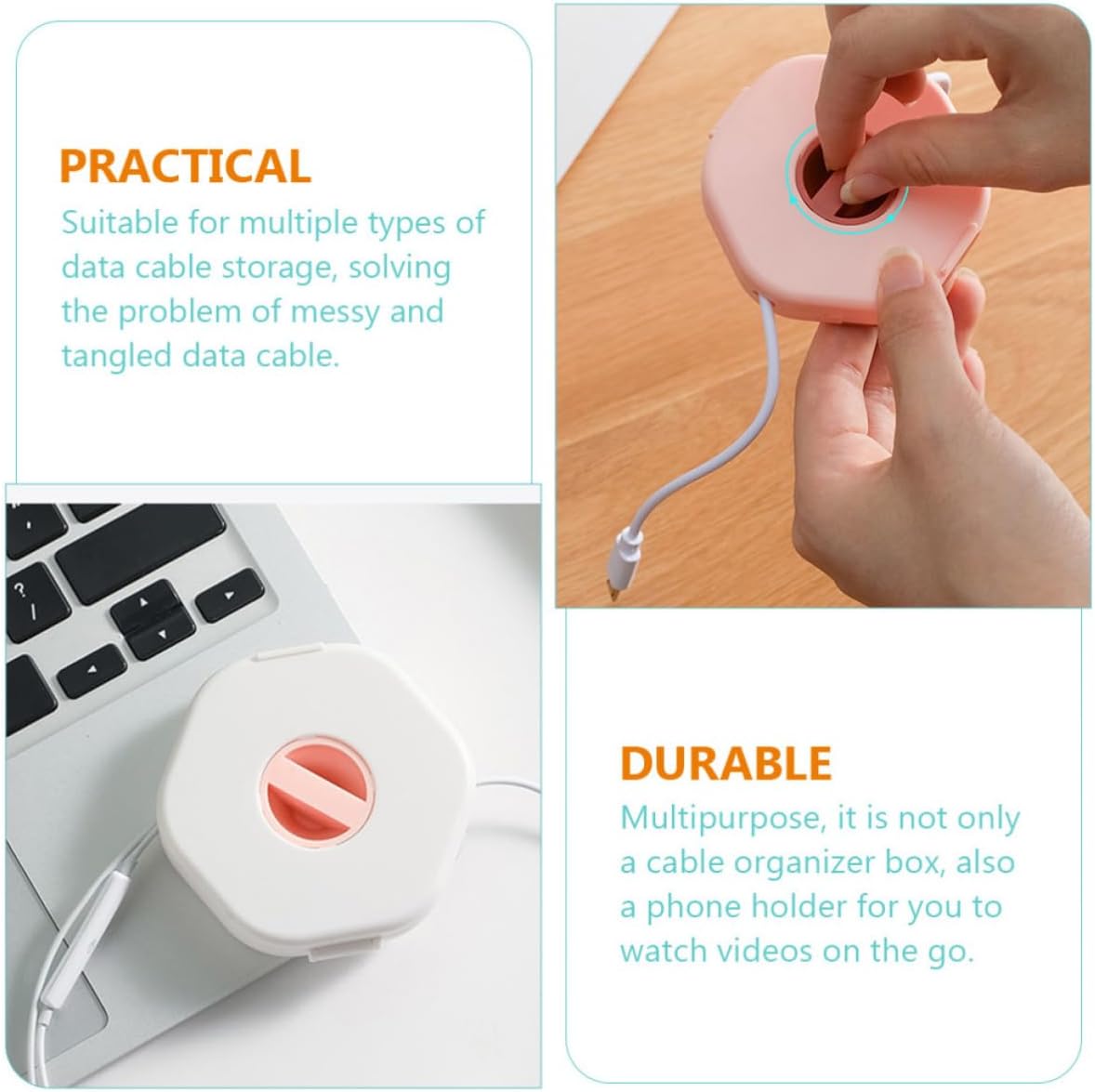 Luxshiny 4pcs Portable ABS Cable Management Box with Rotation Buckle image 5
