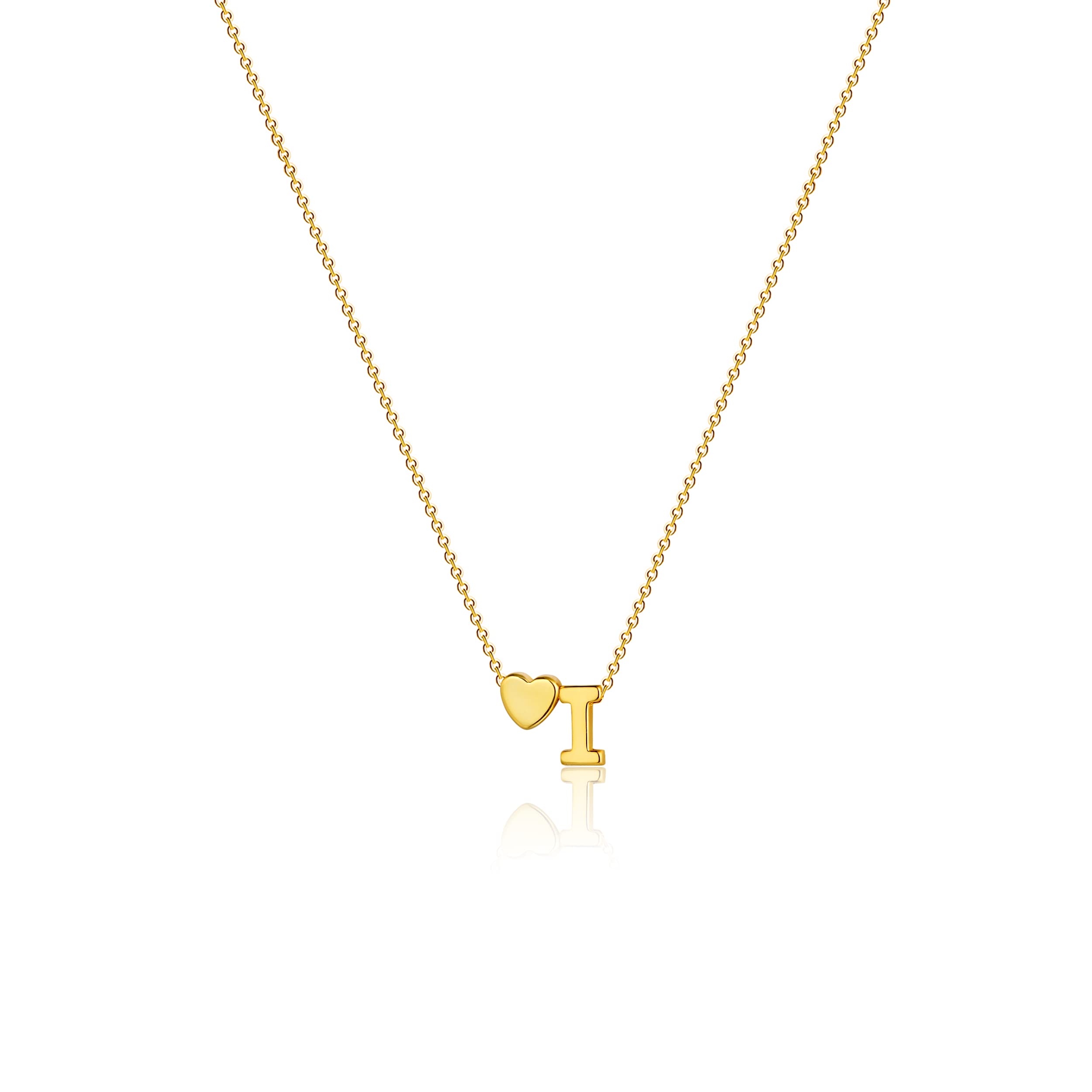 JECOMYDainty Initial Necklaces for Women 14K Gold Plated Heart Letter Necklace Personalized Initial Heart Pendant Necklace Tiny Letter Name Necklaces