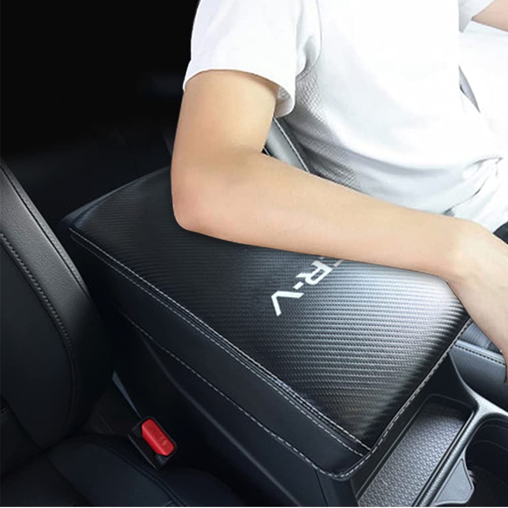 CEBAT Center Console Armrest Box Cover Anti-Scratch Leather Auto Central Armrest Protector Pad Interior Decoration Accessories Fit for CRV 2023(Carbon Fiber)