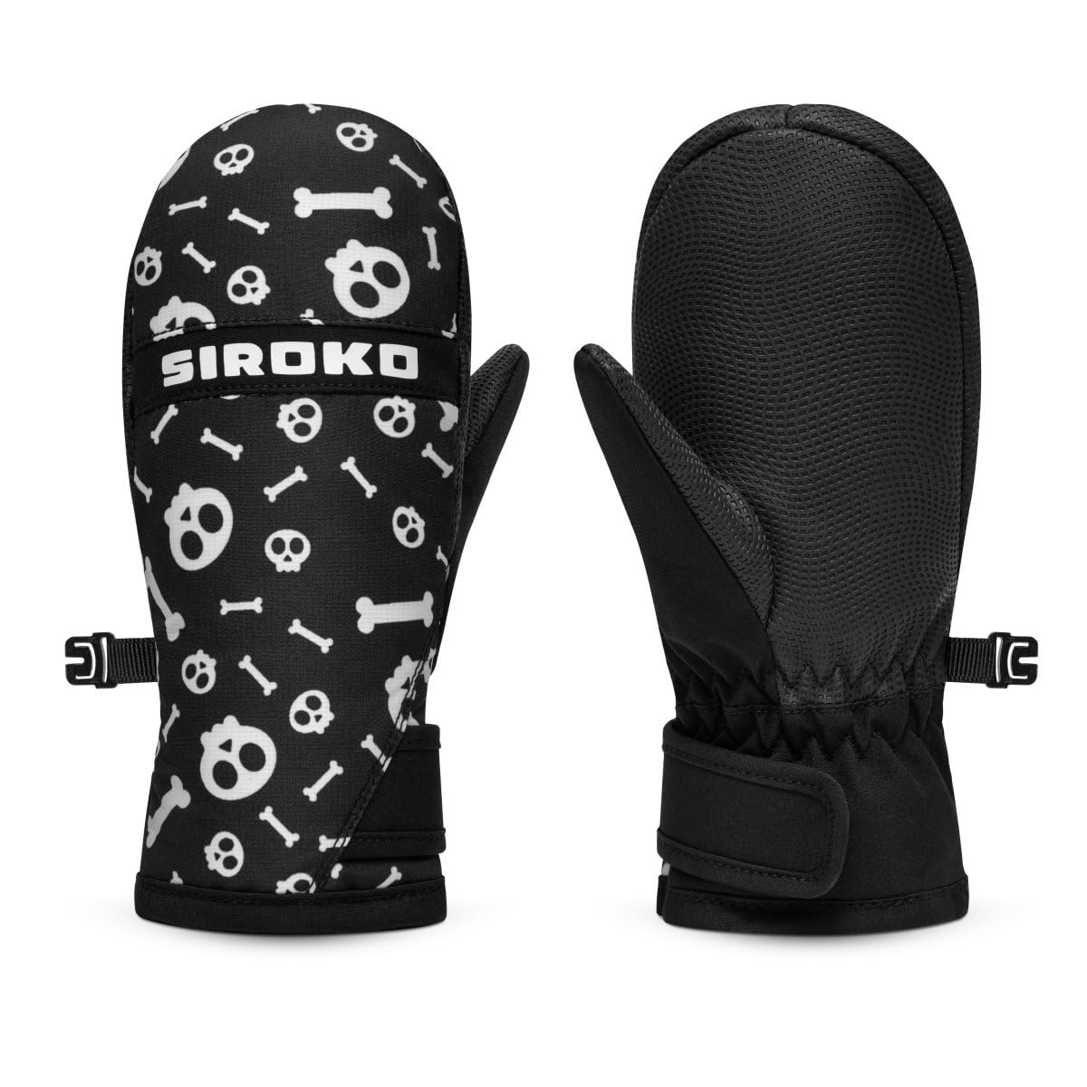 SIROKO Manoplas térmicas esquí niños esquí y Nieve Spook Negro